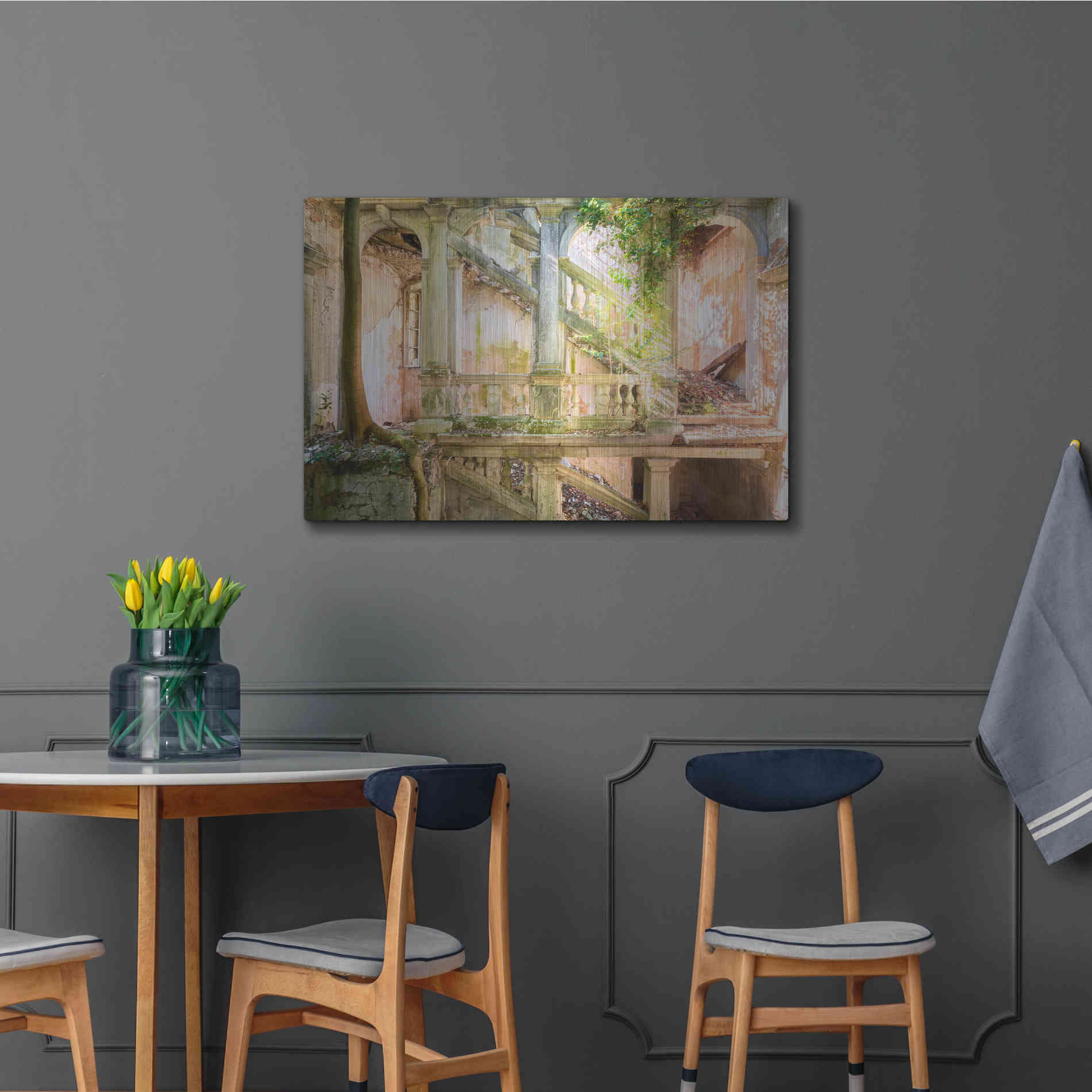 Luxe Metal Art 'Poetic Villa Ruin' by Roman Robroek Metal Wall Art,36x24
