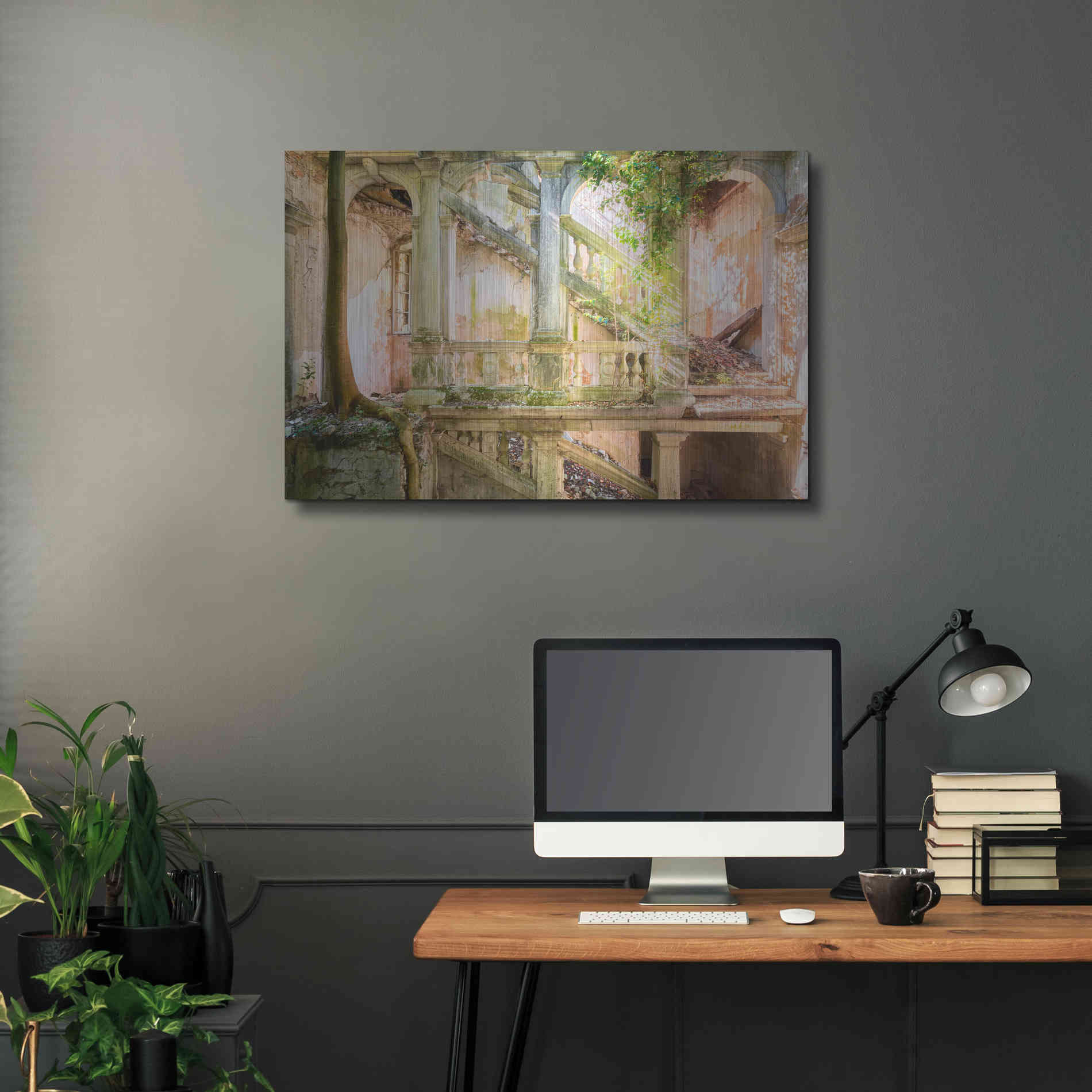 Luxe Metal Art 'Poetic Villa Ruin' by Roman Robroek Metal Wall Art,36x24