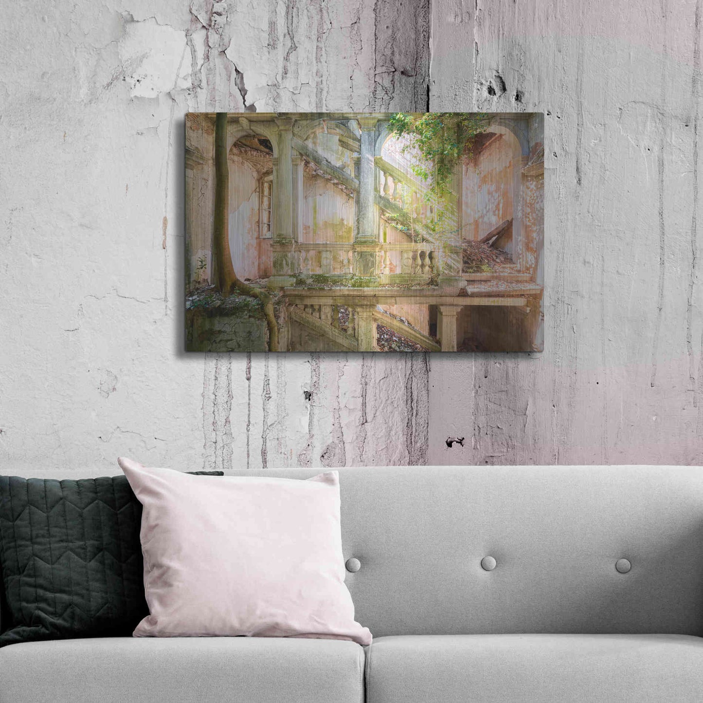 Luxe Metal Art 'Poetic Villa Ruin' by Roman Robroek Metal Wall Art,36x24