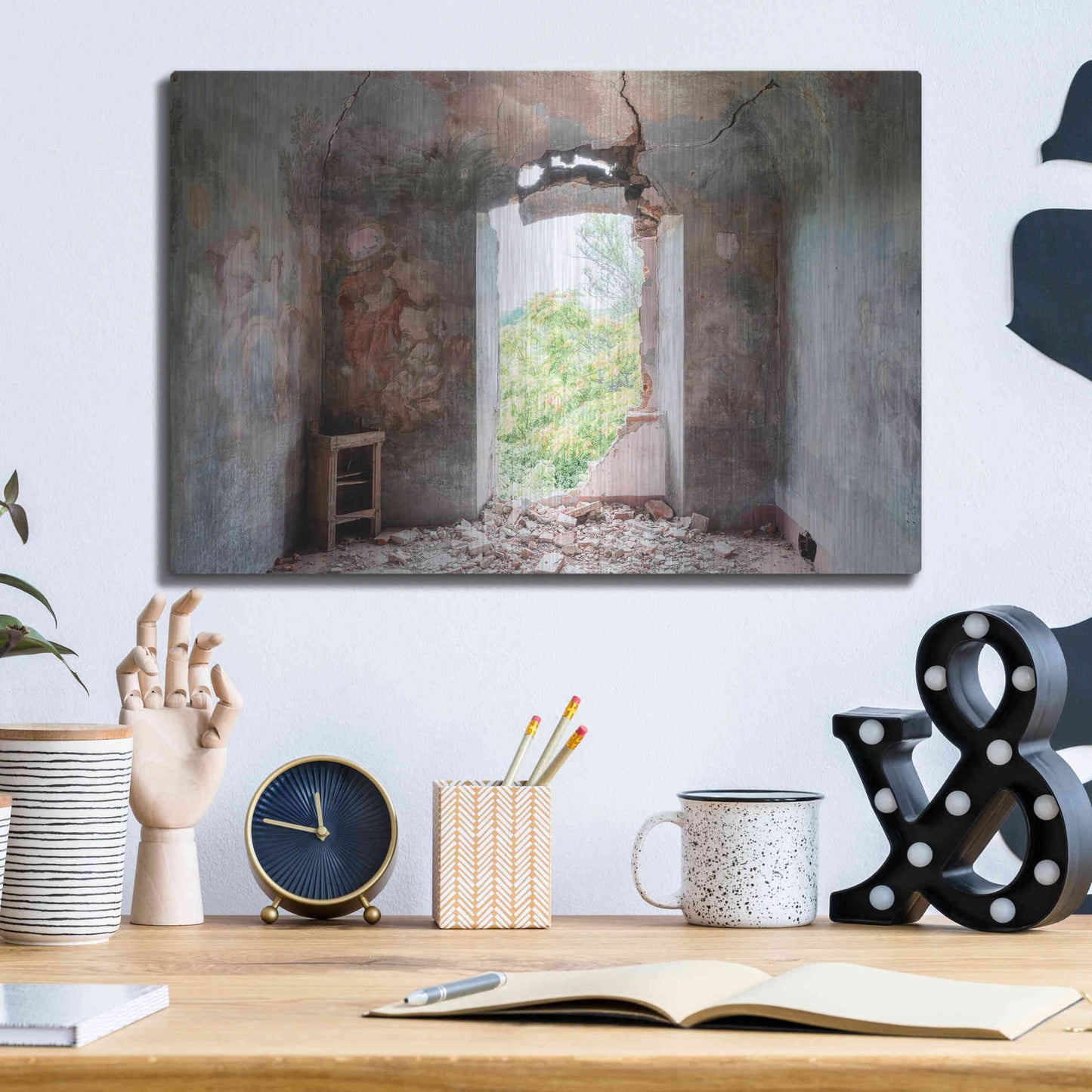 Luxe Metal Art 'Crack In The Wall' by Roman Robroek Metal Wall Art,16x12