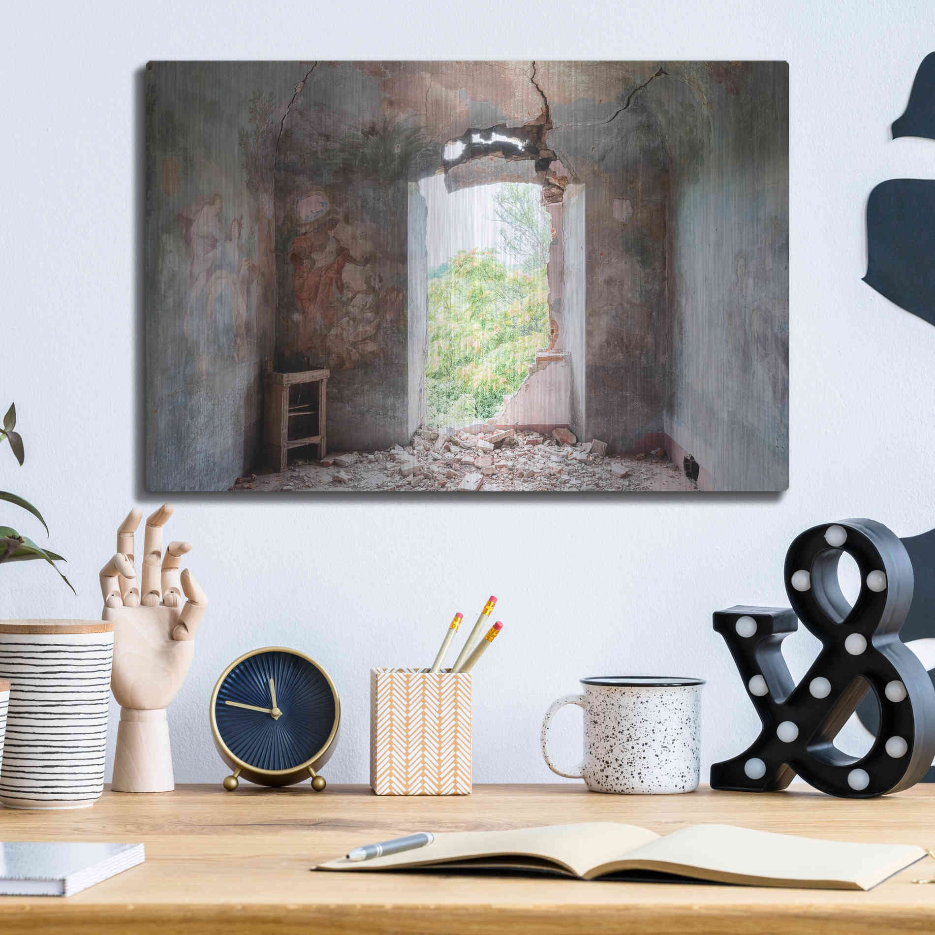 Luxe Metal Art 'Crack In The Wall' by Roman Robroek Metal Wall Art,16x12