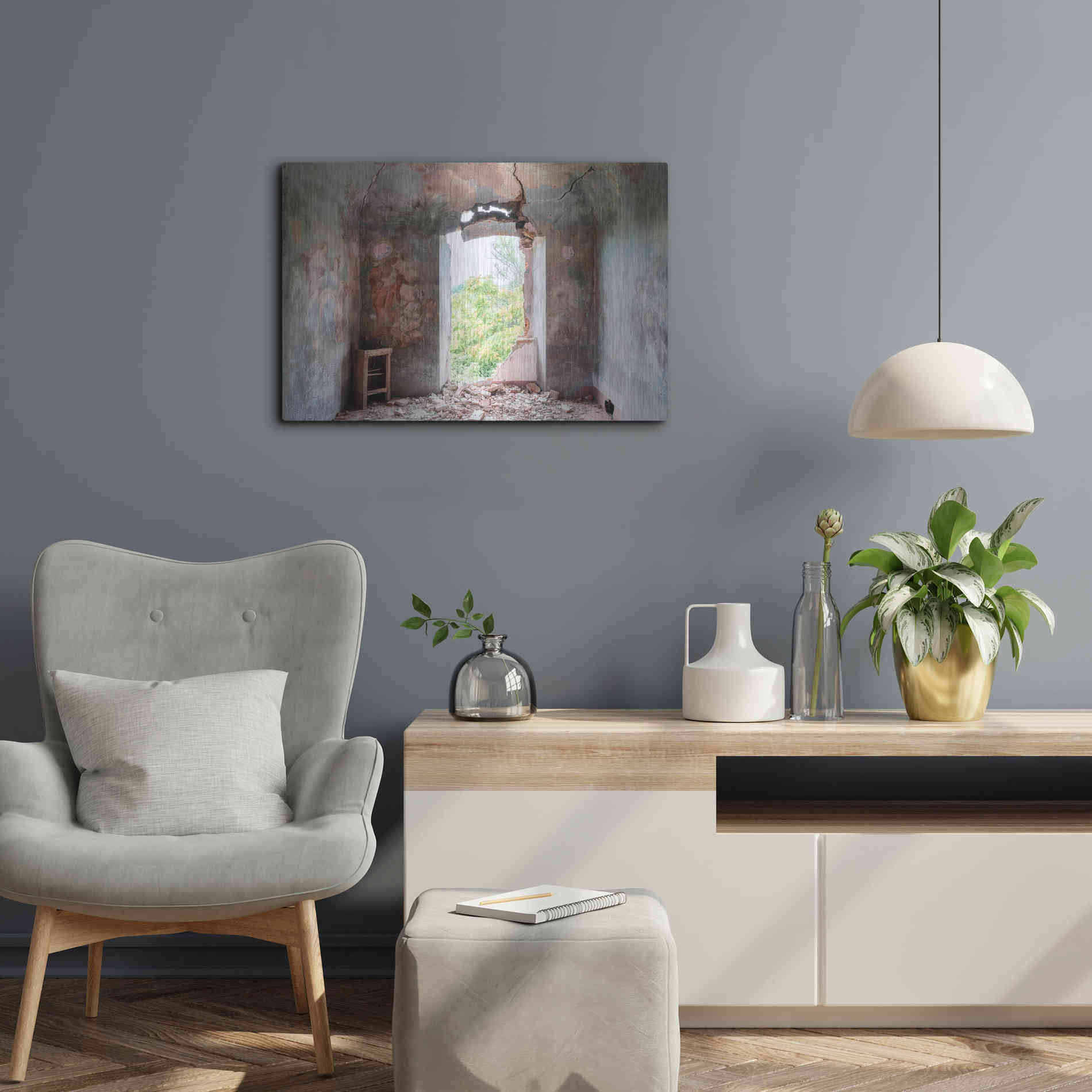 Luxe Metal Art 'Crack In The Wall' by Roman Robroek Metal Wall Art,24x16