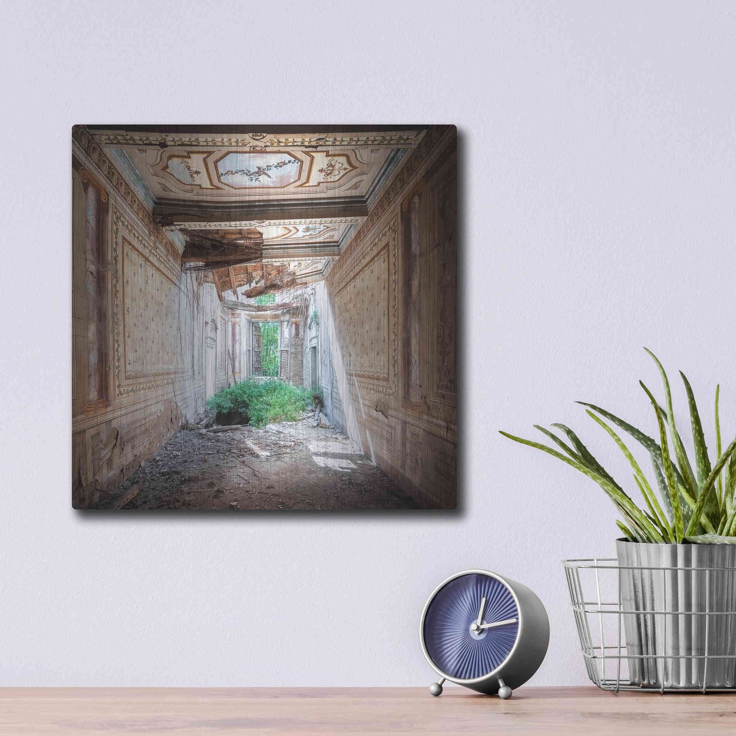 Luxe Metal Art 'Broken Farm' by Roman Robroek Metal Wall Art,12x12