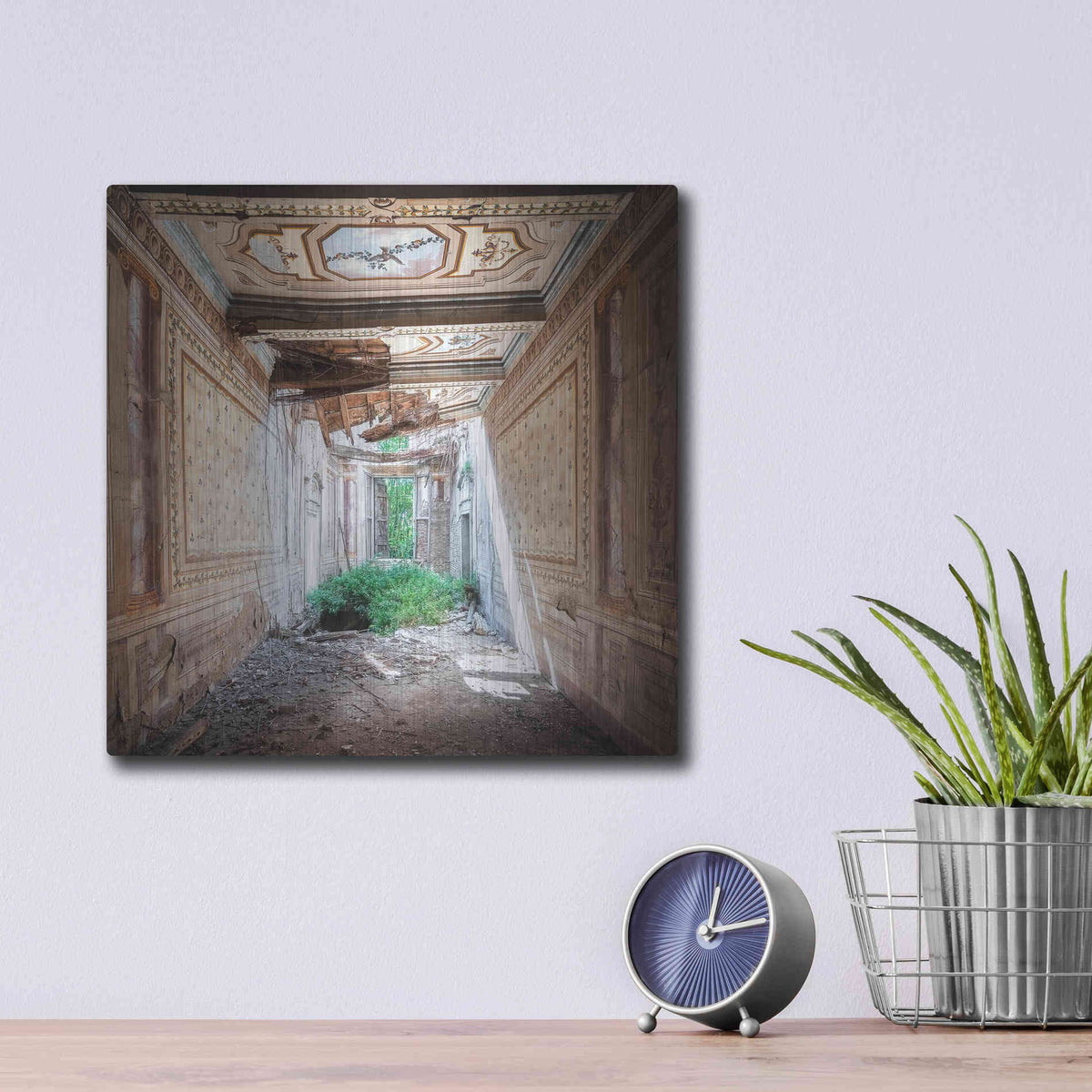 Luxe Metal Art 'Broken Farm' by Roman Robroek Metal Wall Art,12x12