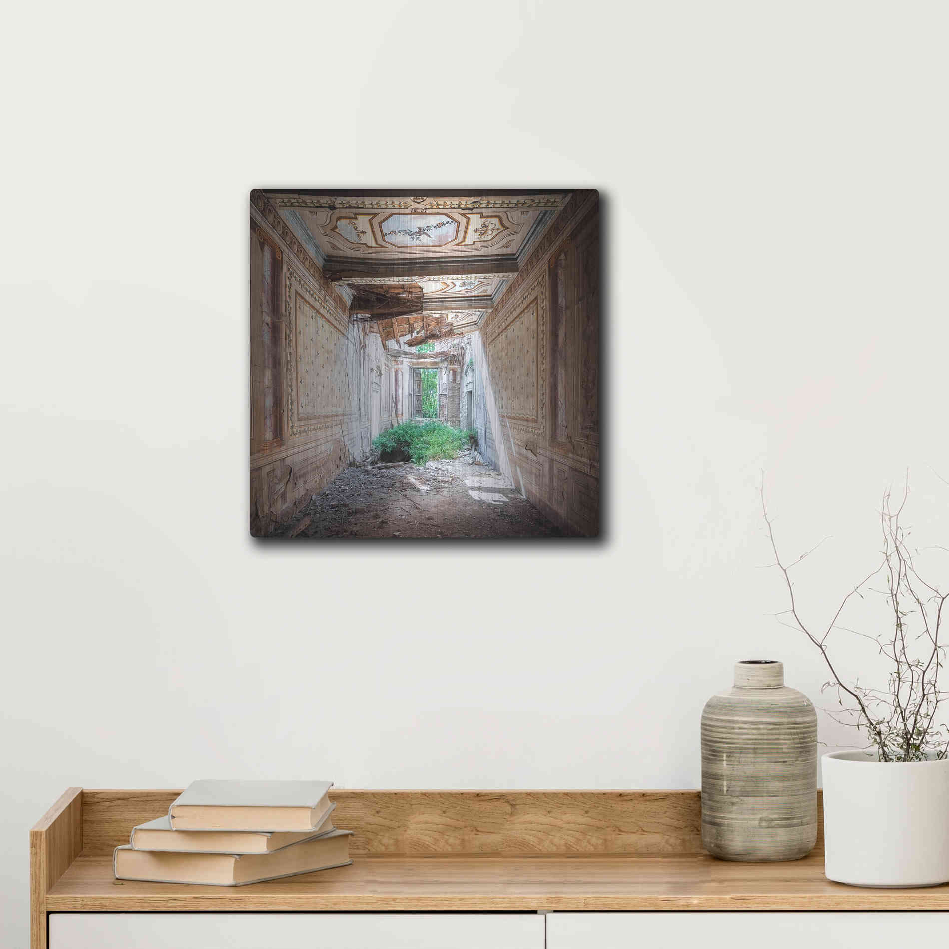 Luxe Metal Art 'Broken Farm' by Roman Robroek Metal Wall Art,12x12