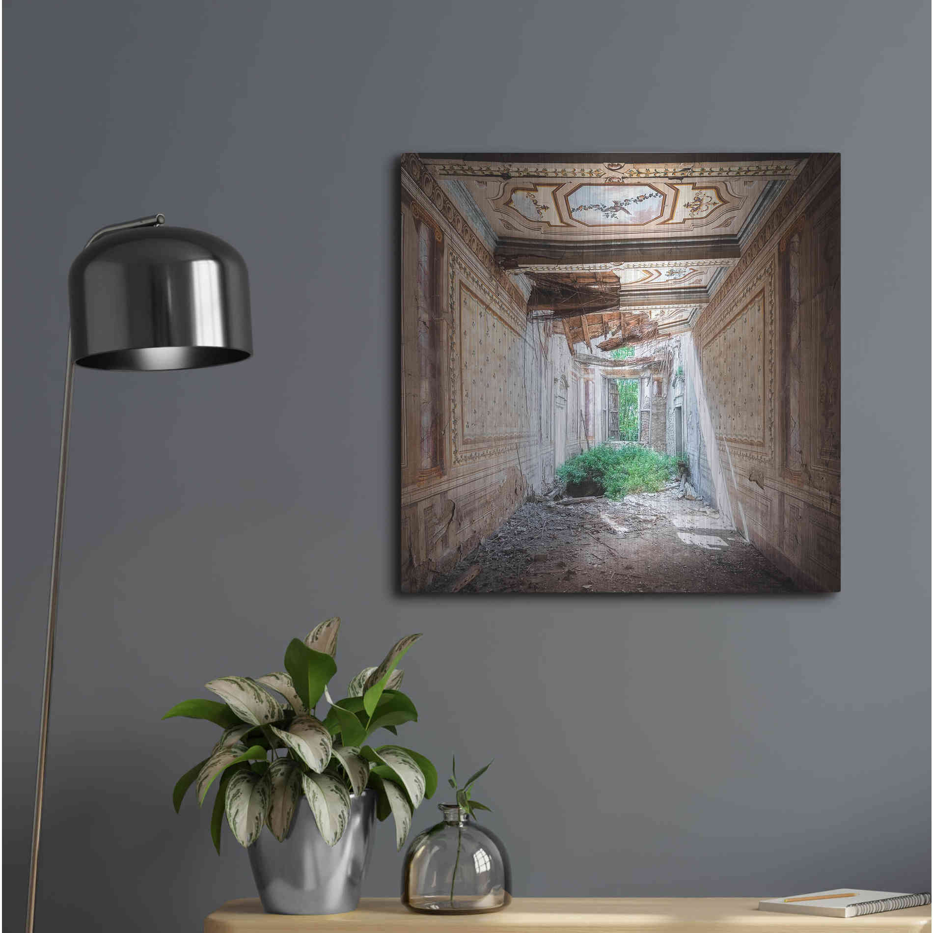 Luxe Metal Art 'Broken Farm' by Roman Robroek Metal Wall Art,24x24