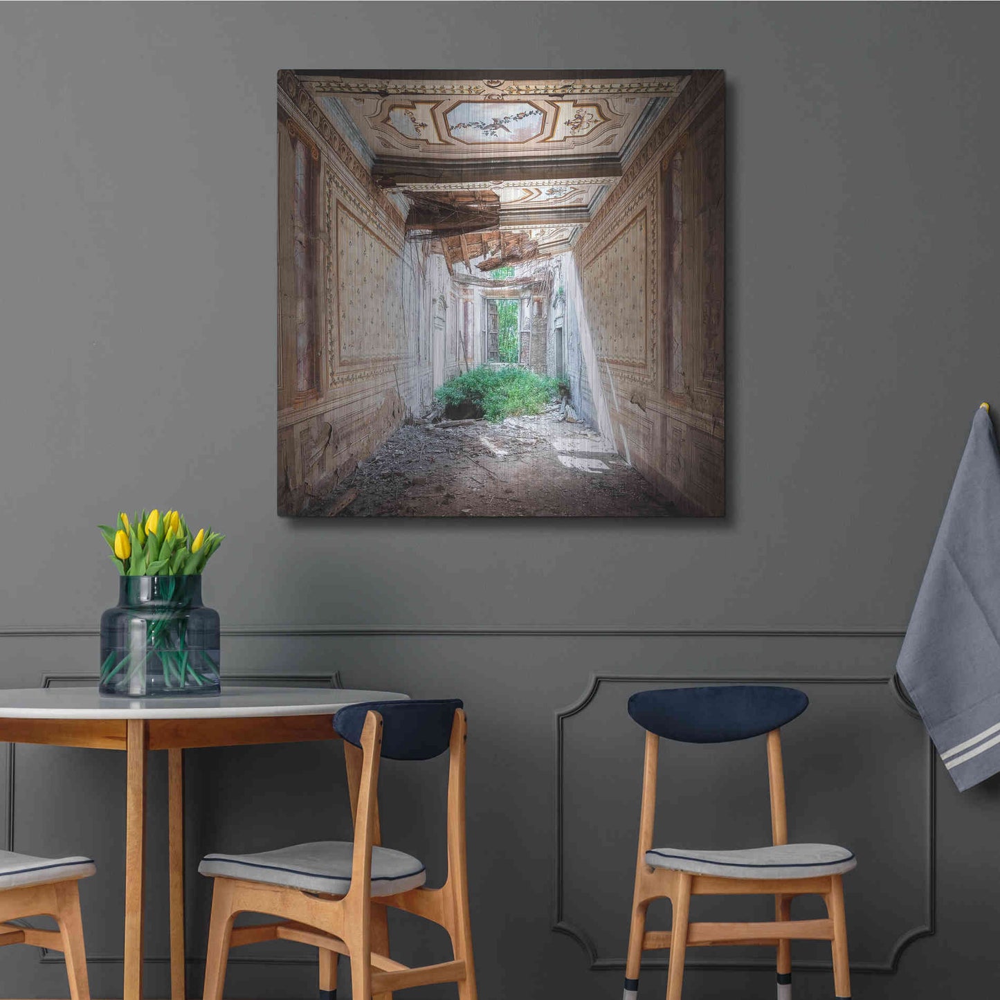 Luxe Metal Art 'Broken Farm' by Roman Robroek Metal Wall Art,36x36