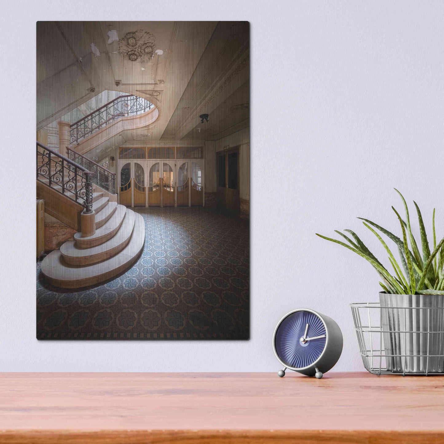 Luxe Metal Art 'Stairs From The Side' by Roman Robroek Metal Wall Art,12x16