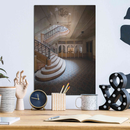 Luxe Metal Art 'Stairs From The Side' by Roman Robroek Metal Wall Art,12x16