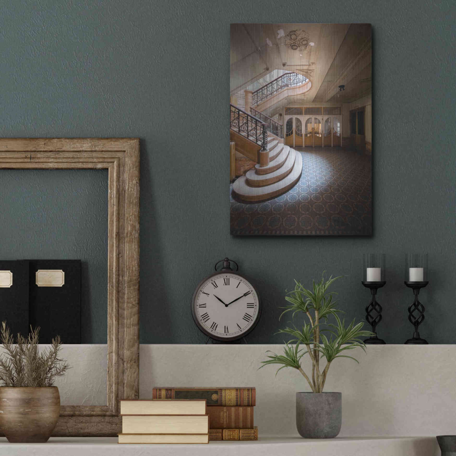 Luxe Metal Art 'Stairs From The Side' by Roman Robroek Metal Wall Art,12x16