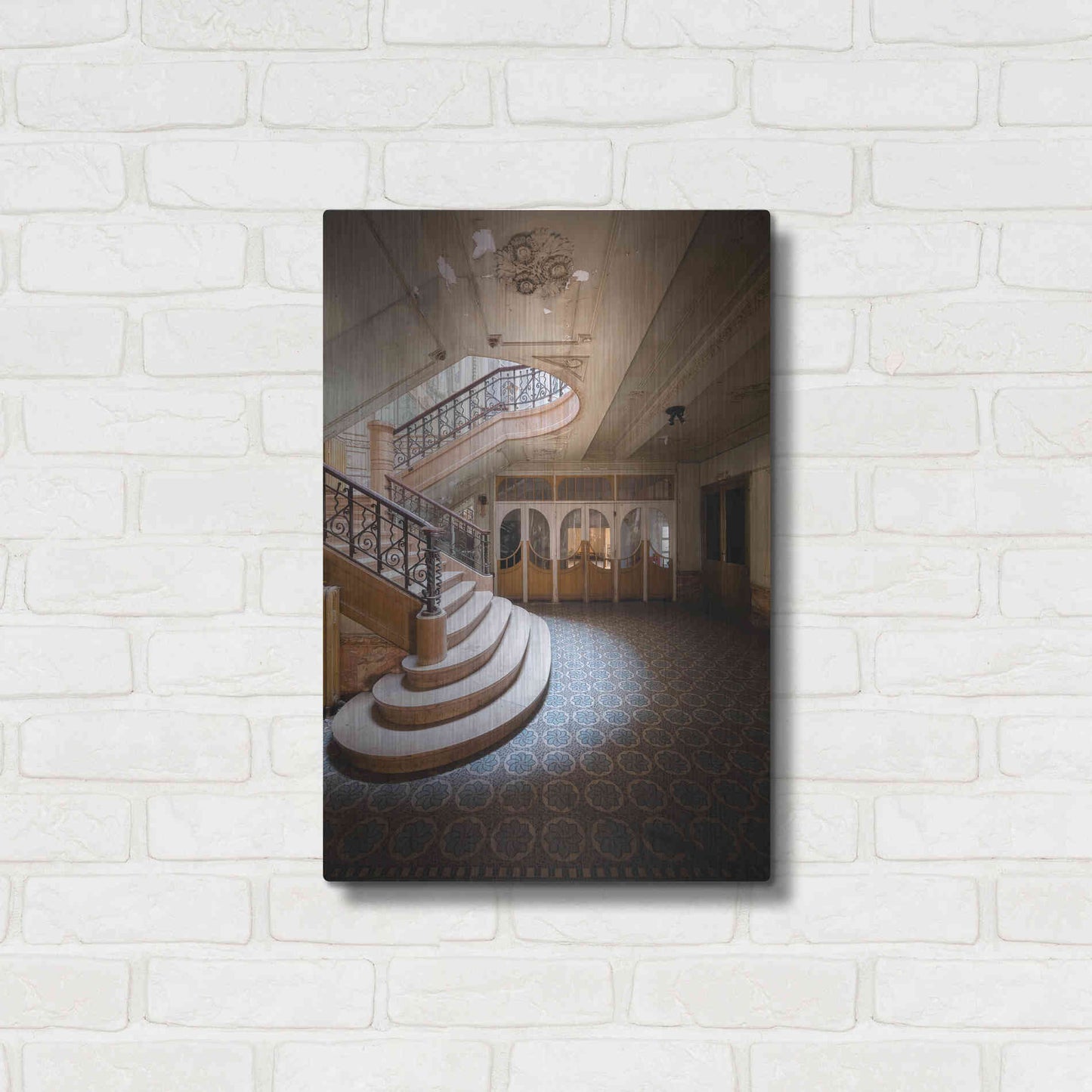 Luxe Metal Art 'Stairs From The Side' by Roman Robroek Metal Wall Art,16x24