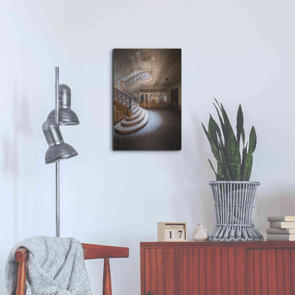 Luxe Metal Art 'Stairs From The Side' by Roman Robroek Metal Wall Art,16x24