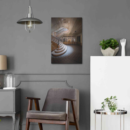 Luxe Metal Art 'Stairs From The Side' by Roman Robroek Metal Wall Art,16x24