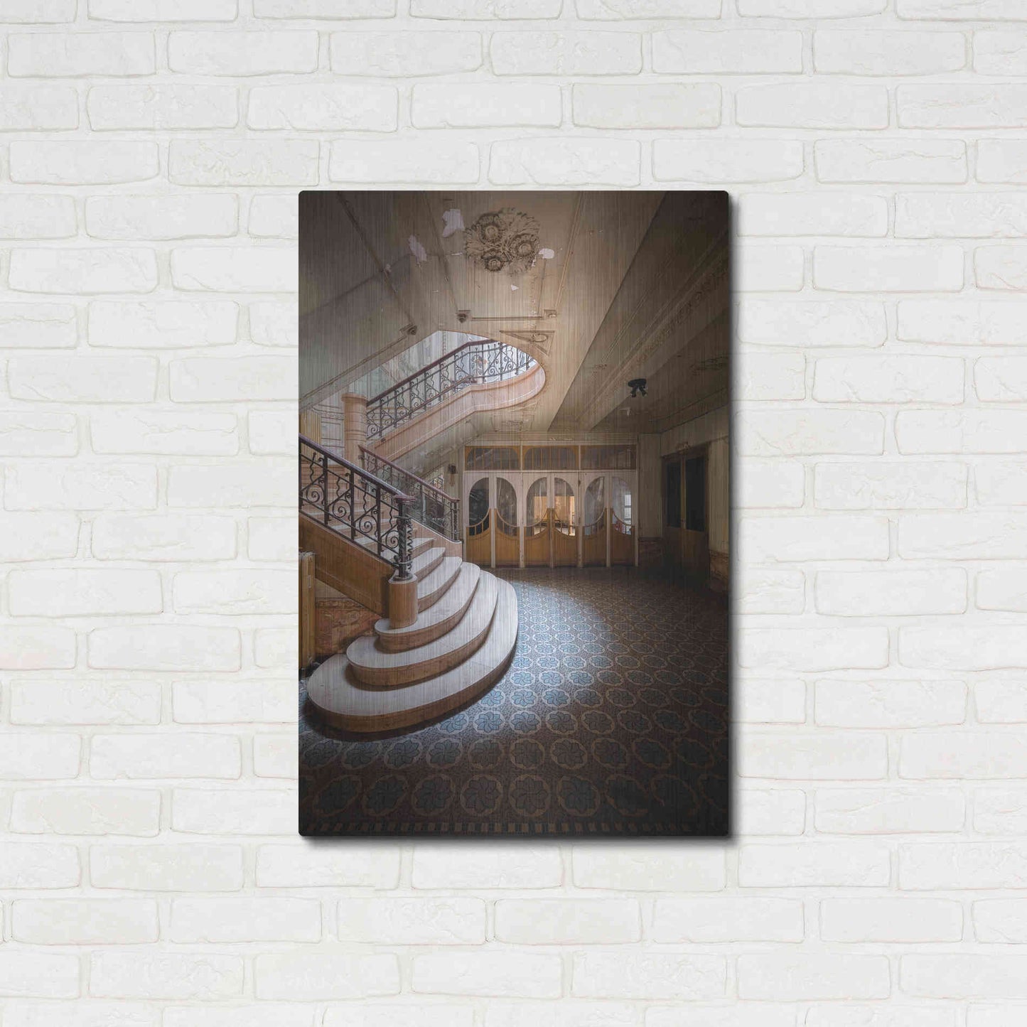Luxe Metal Art 'Stairs From The Side' by Roman Robroek Metal Wall Art,24x36