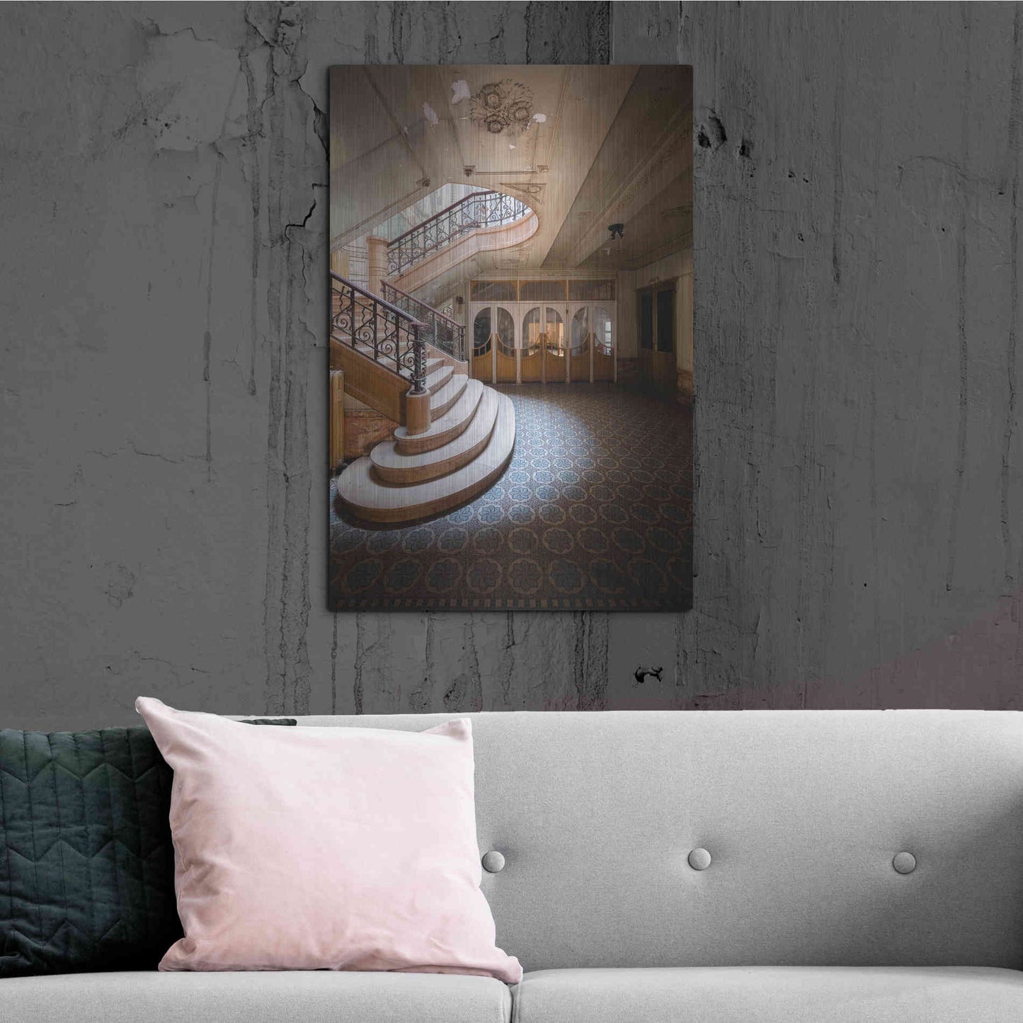 Luxe Metal Art 'Stairs From The Side' by Roman Robroek Metal Wall Art,24x36