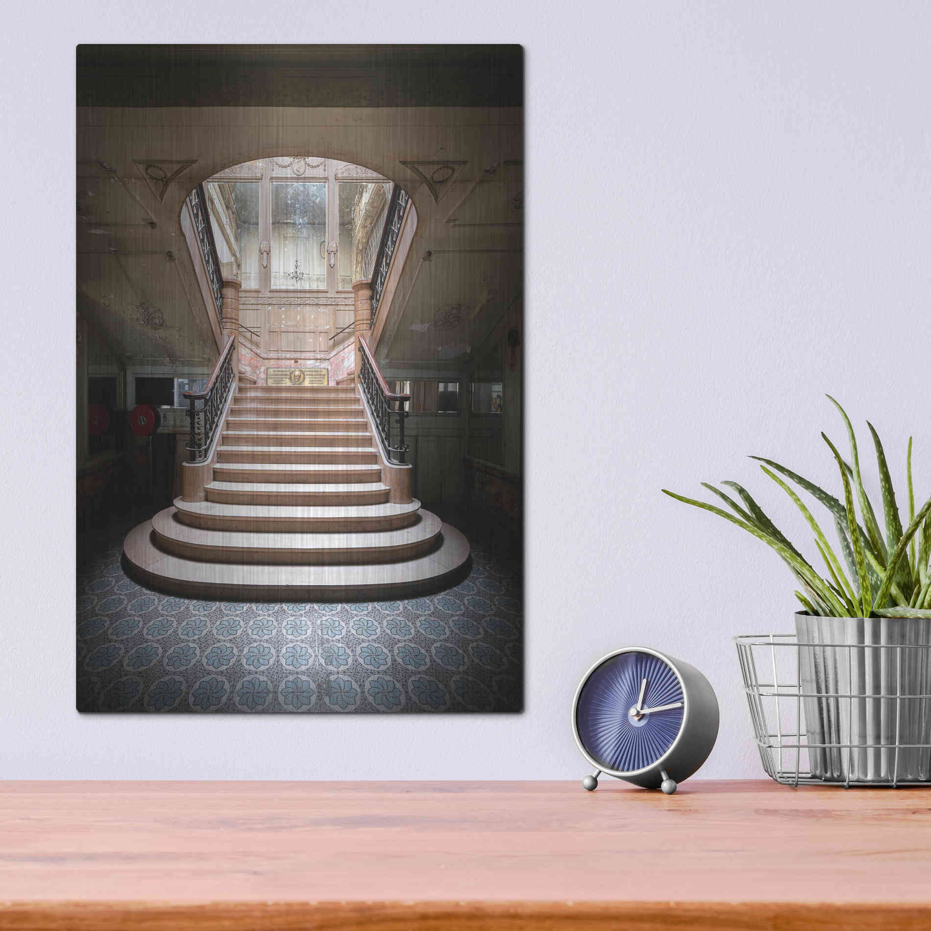 Luxe Metal Art 'Light On The Staircase' by Roman Robroek Metal Wall Art,12x16