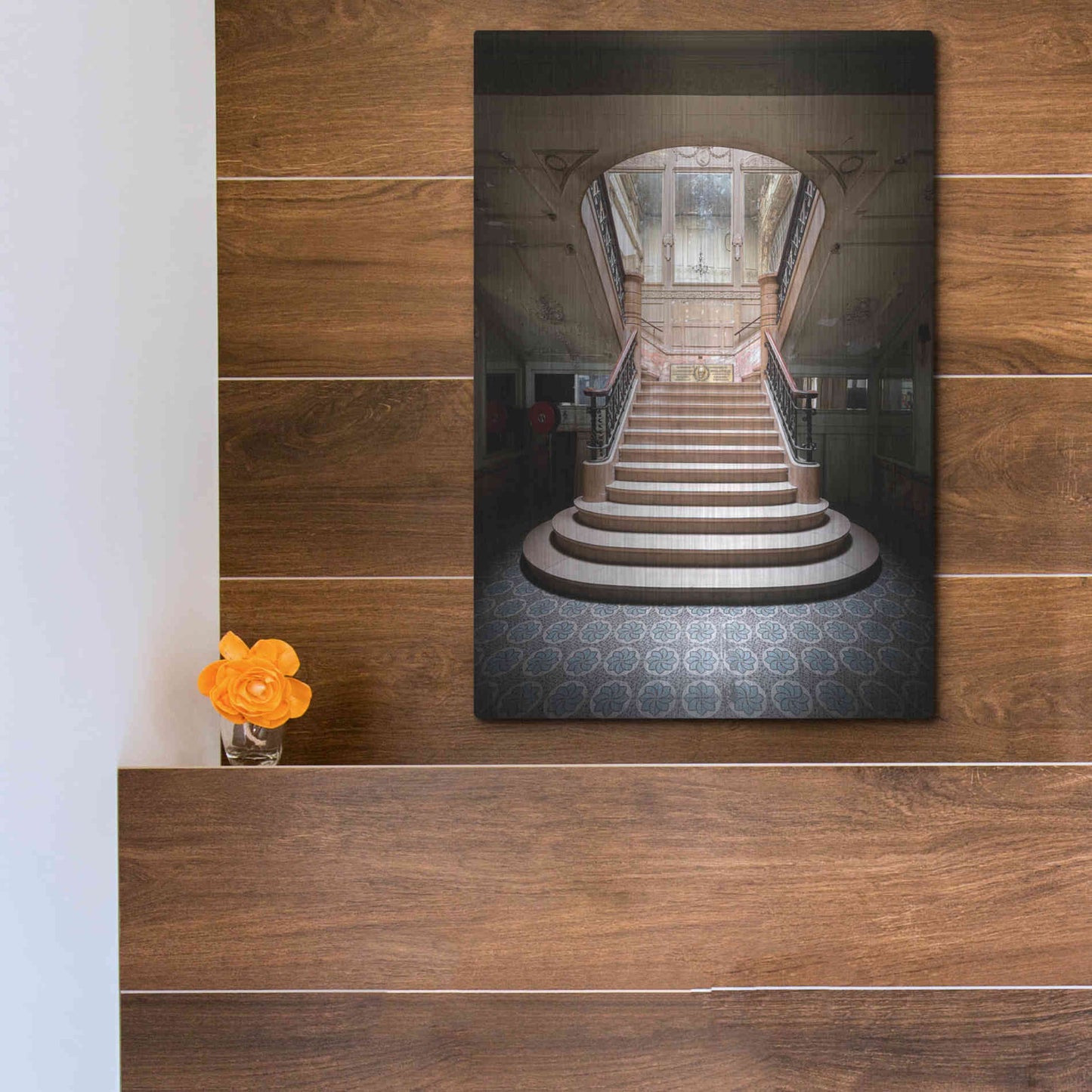 Luxe Metal Art 'Light On The Staircase' by Roman Robroek Metal Wall Art,12x16