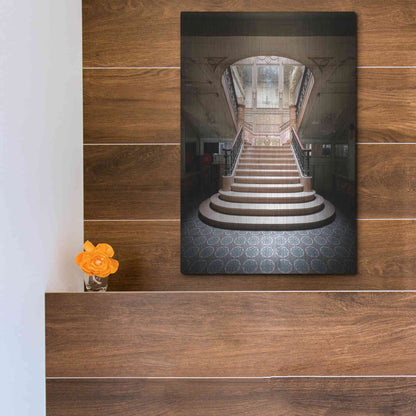 Luxe Metal Art 'Light On The Staircase' by Roman Robroek Metal Wall Art,12x16