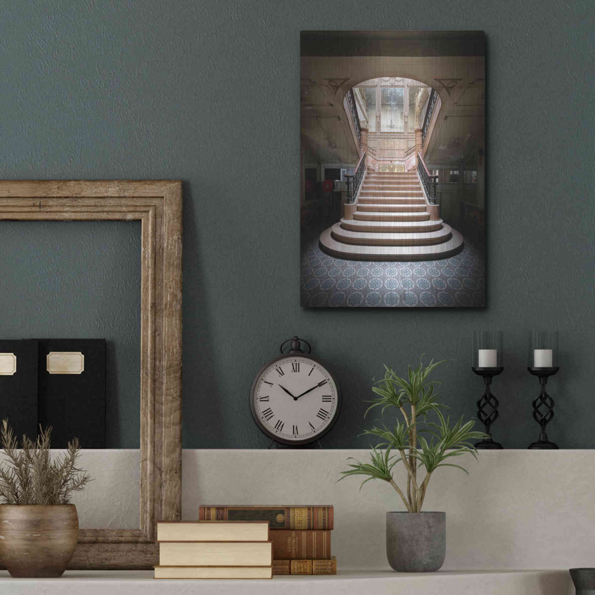 Luxe Metal Art 'Light On The Staircase' by Roman Robroek Metal Wall Art,12x16