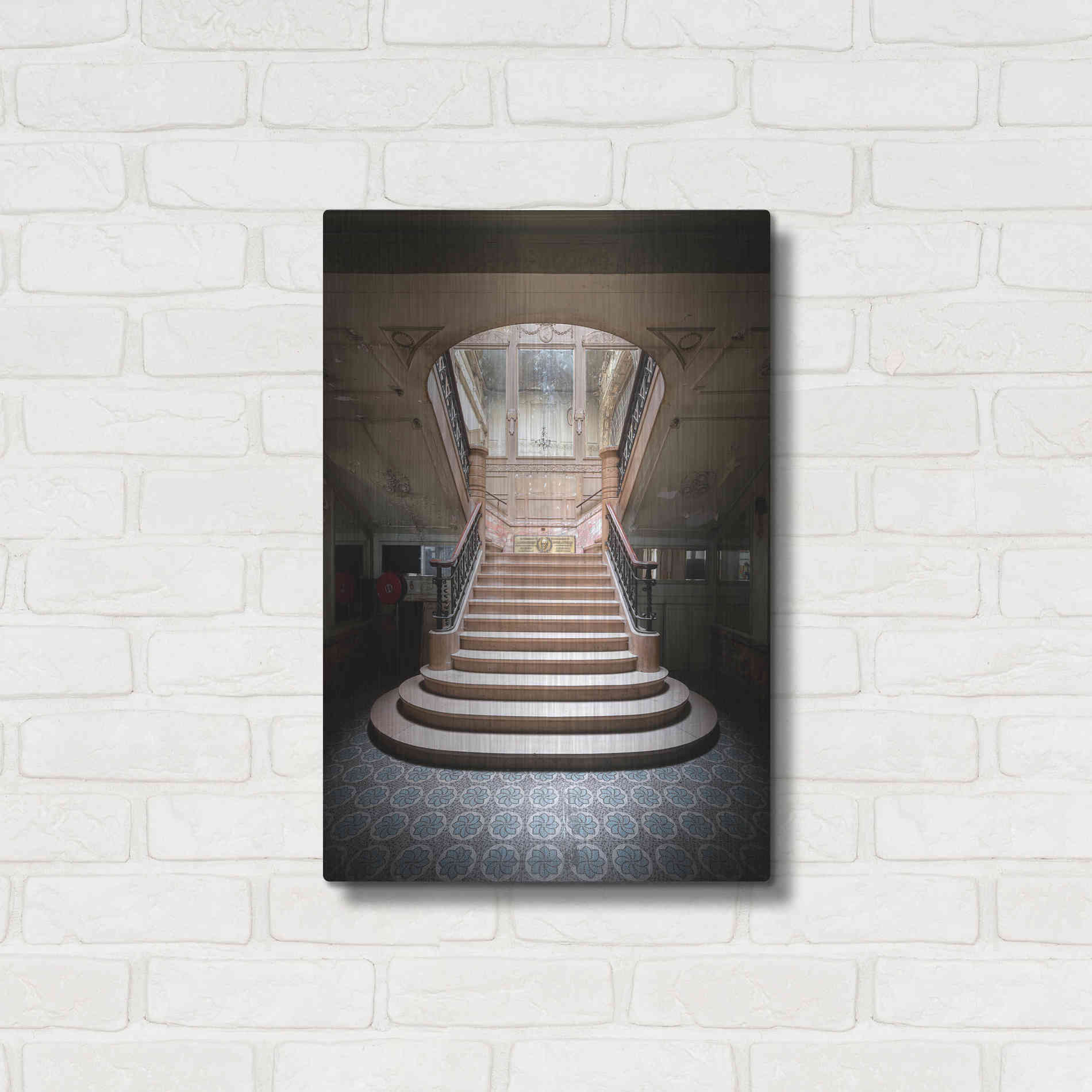 Luxe Metal Art 'Light On The Staircase' by Roman Robroek Metal Wall Art,16x24