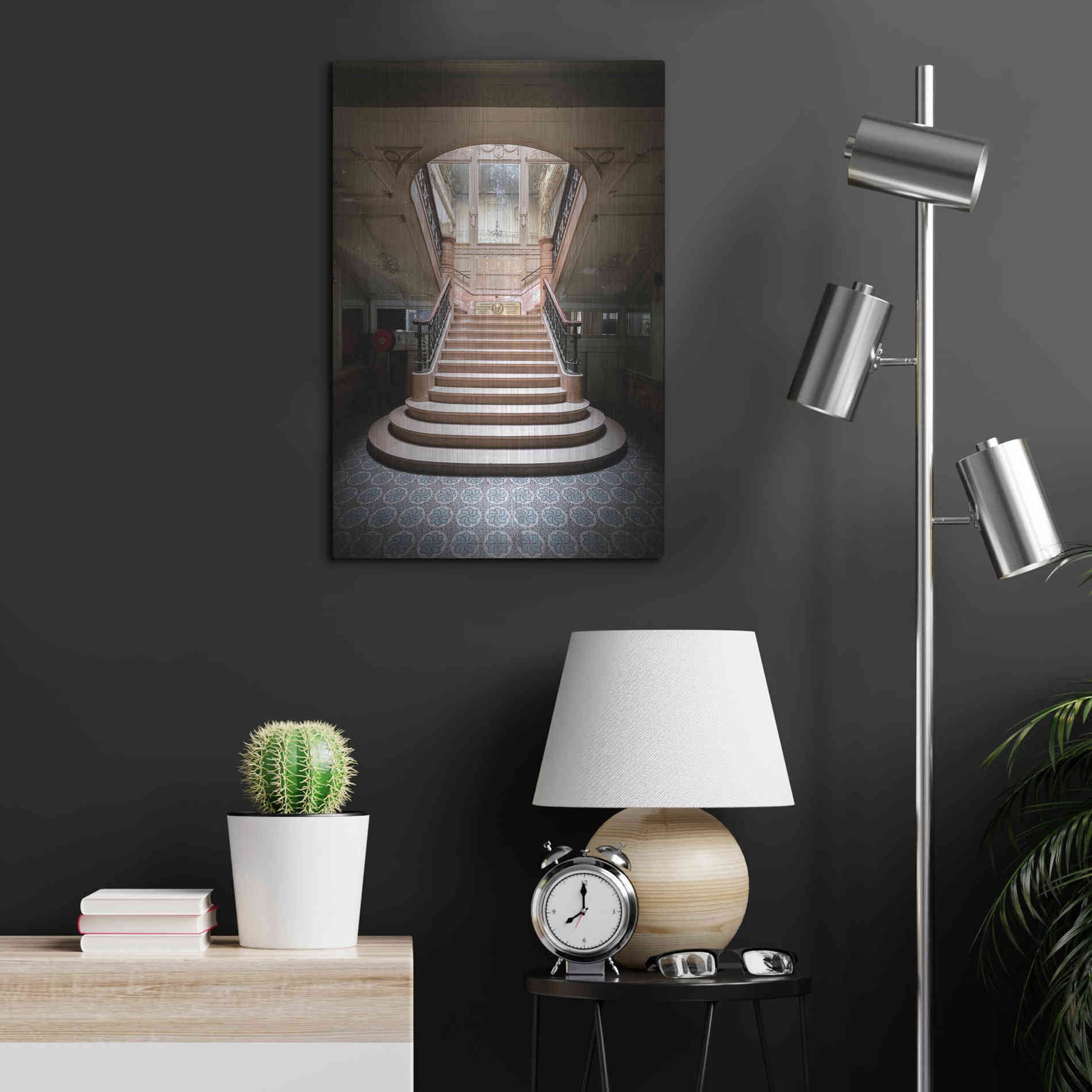 Luxe Metal Art 'Light On The Staircase' by Roman Robroek Metal Wall Art,16x24