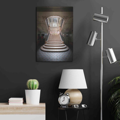 Luxe Metal Art 'Light On The Staircase' by Roman Robroek Metal Wall Art,16x24