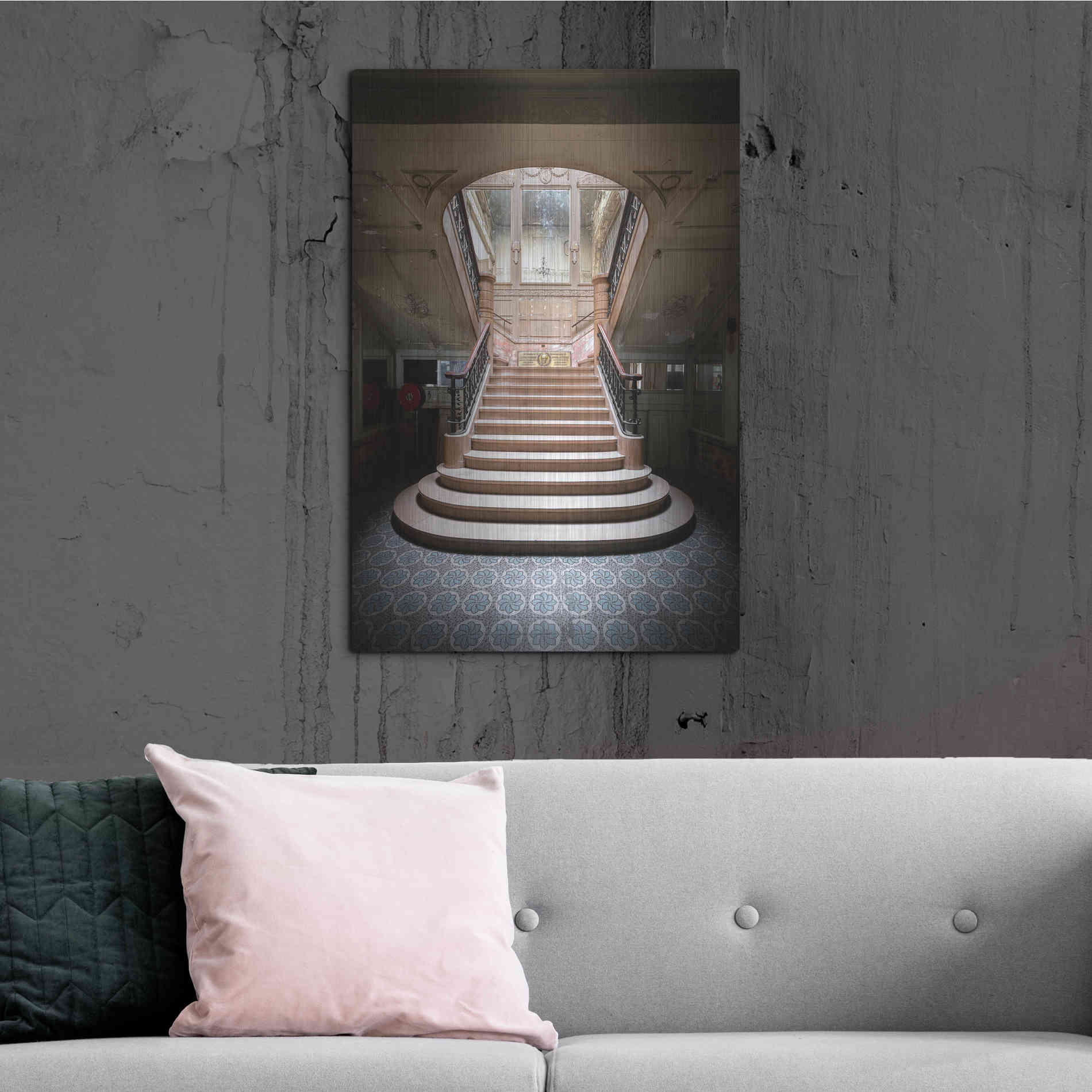 Luxe Metal Art 'Light On The Staircase' by Roman Robroek Metal Wall Art,24x36