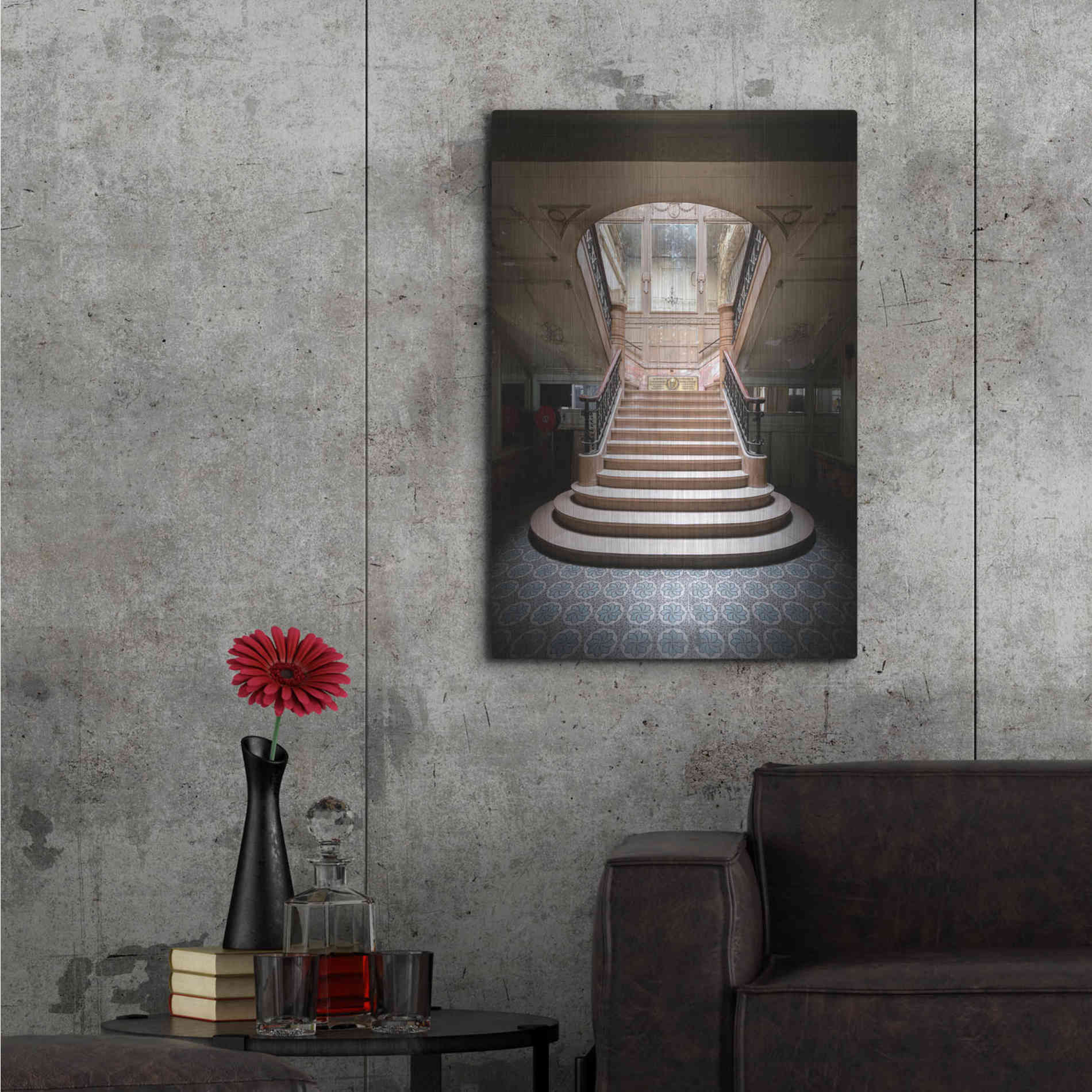Luxe Metal Art 'Light On The Staircase' by Roman Robroek Metal Wall Art,24x36