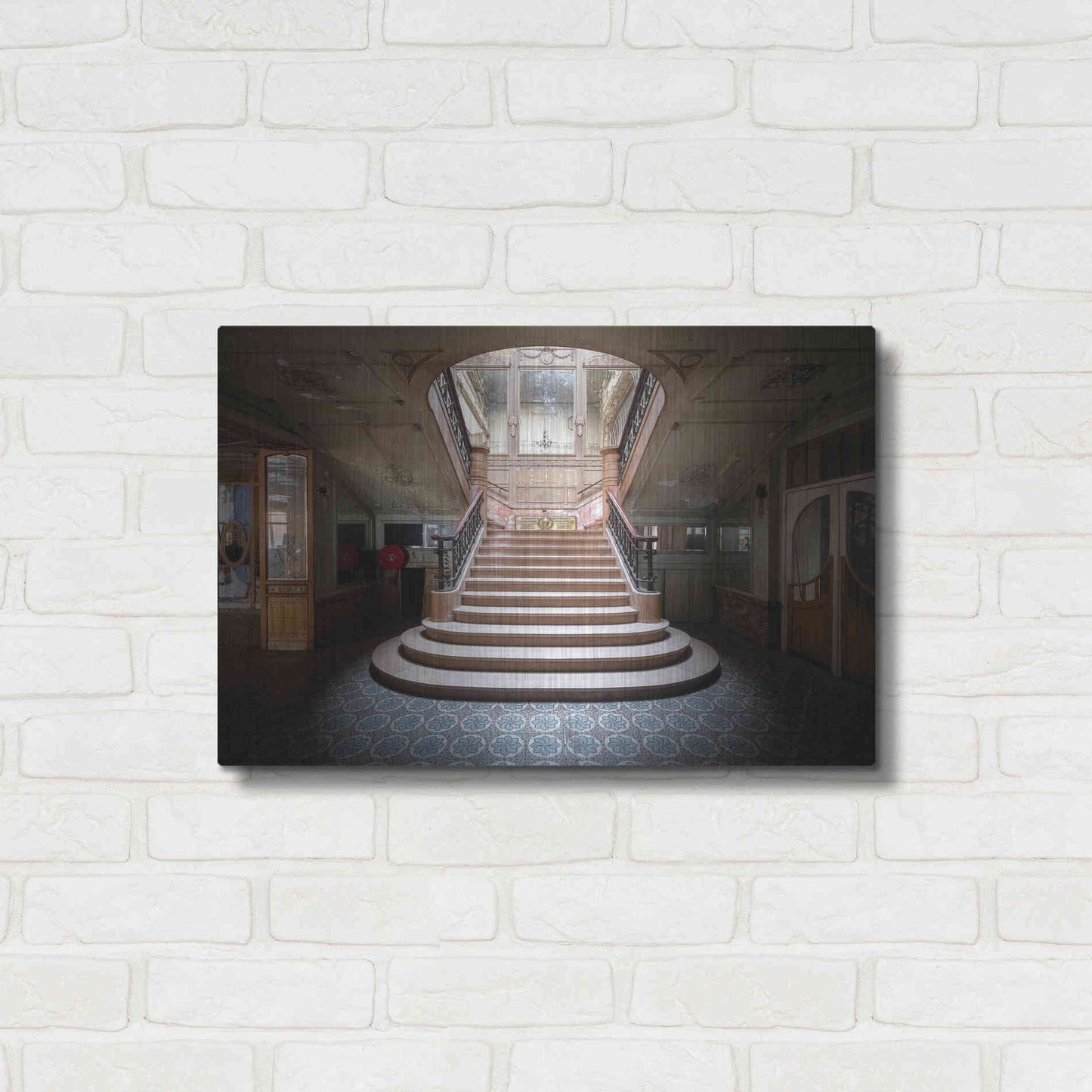 Luxe Metal Art 'Elegant Stairs Dark' by Roman Robroek Metal Wall Art,24x16