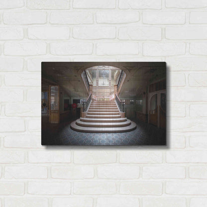 Luxe Metal Art 'Elegant Stairs Dark' by Roman Robroek Metal Wall Art,24x16