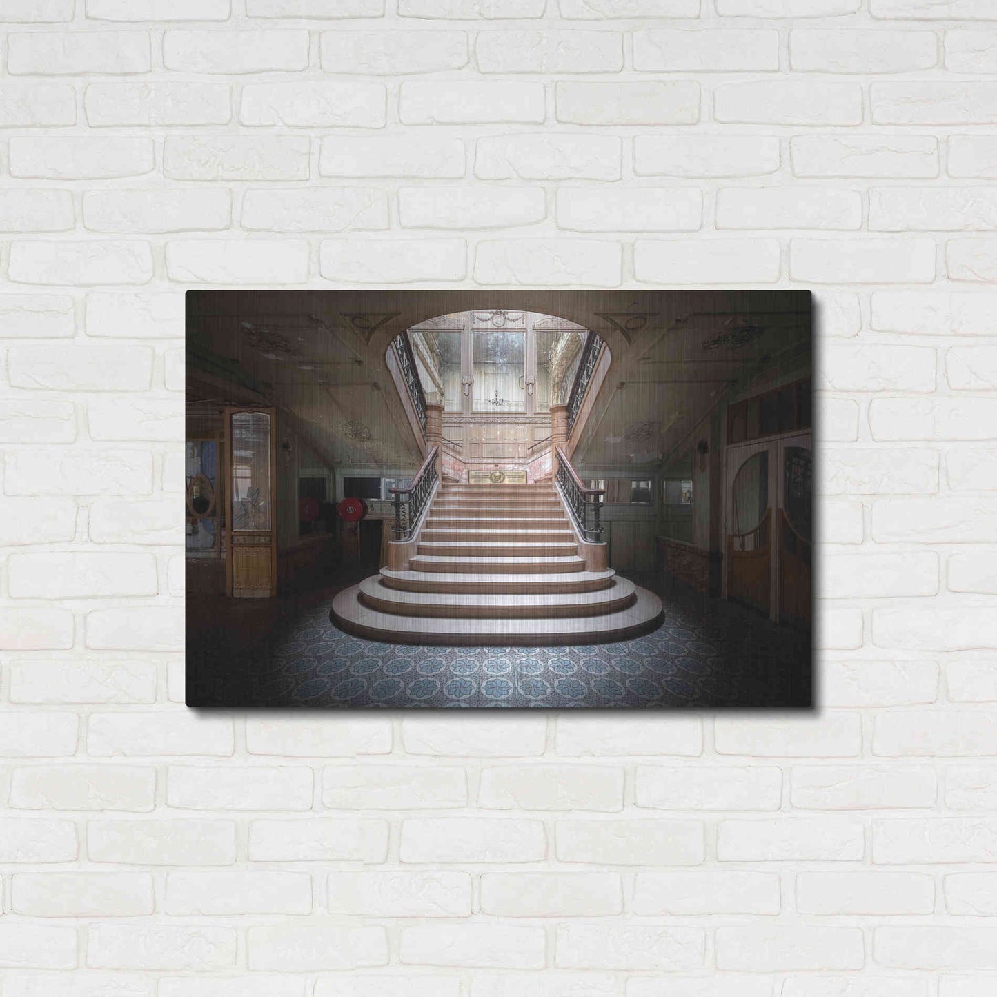 Luxe Metal Art 'Elegant Stairs Dark' by Roman Robroek Metal Wall Art,36x24