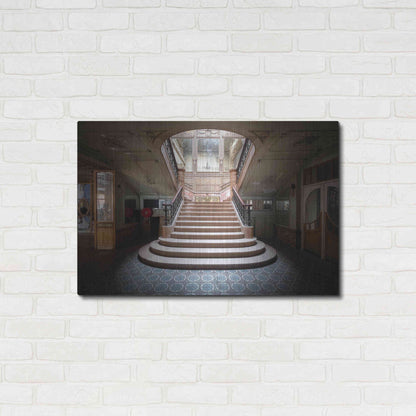 Luxe Metal Art 'Elegant Stairs Dark' by Roman Robroek Metal Wall Art,36x24