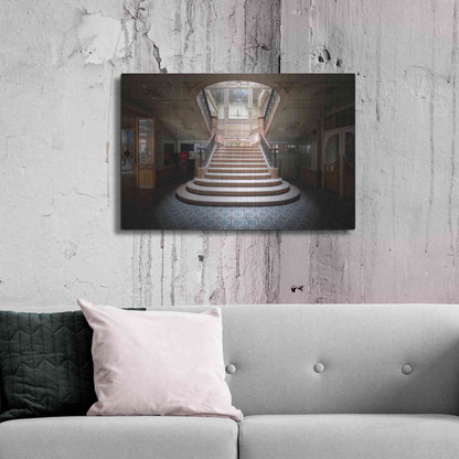Luxe Metal Art 'Elegant Stairs Dark' by Roman Robroek Metal Wall Art,36x24