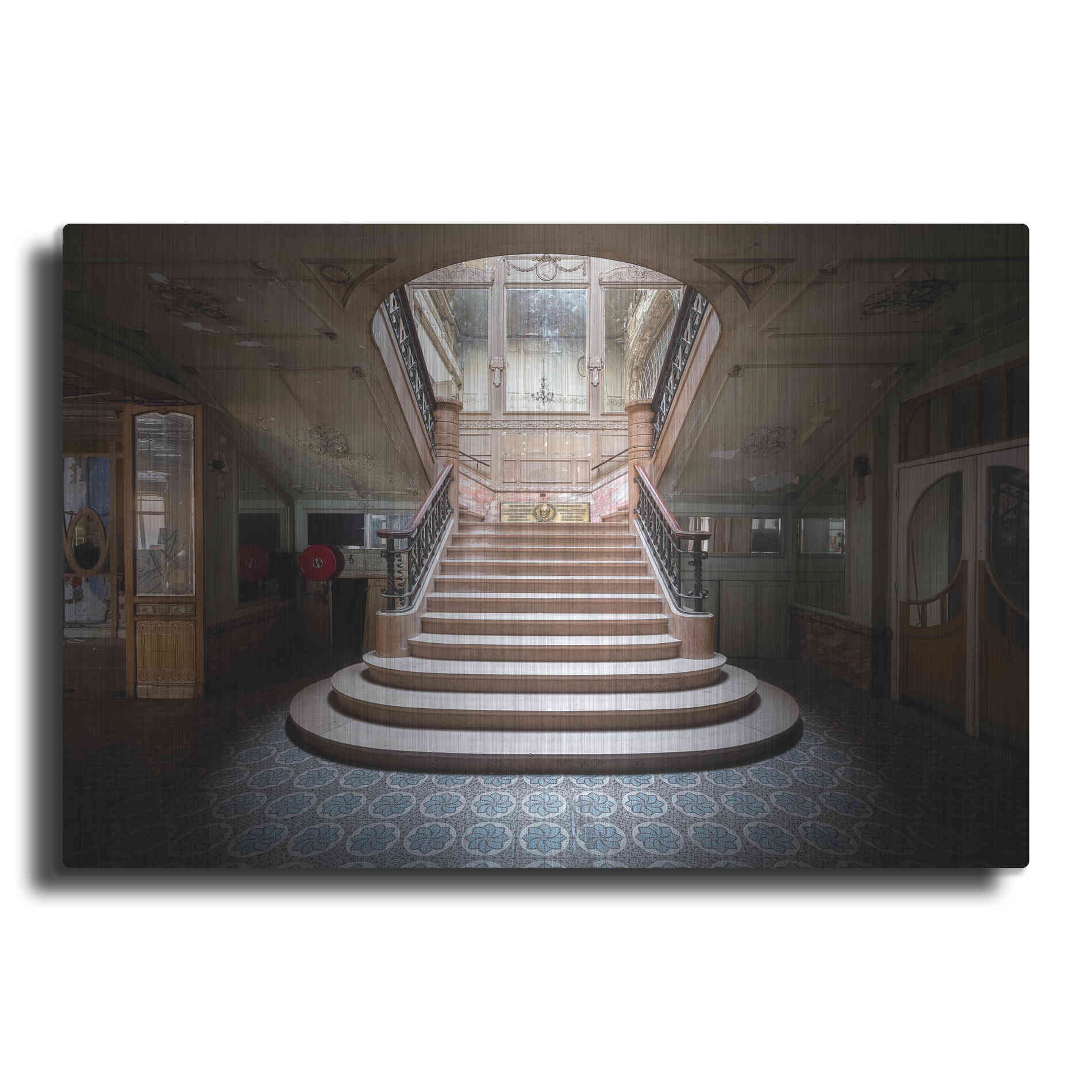 Luxe Metal Art 'Elegant Stairs Dark' by Roman Robroek Metal Wall Art