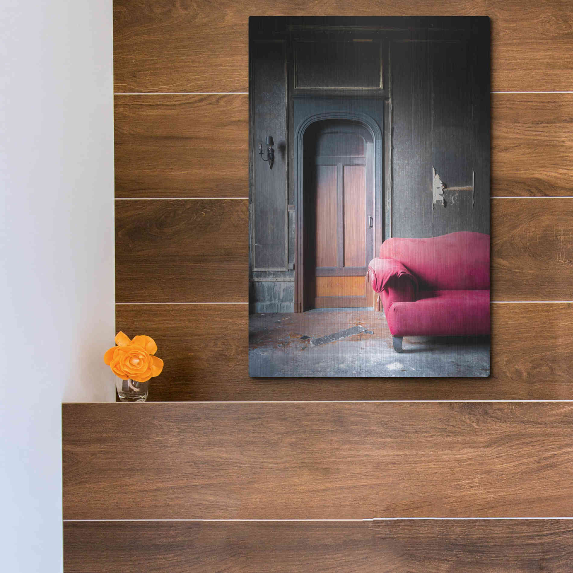 Luxe Metal Art 'Burned Bedroom' by Roman Robroek Metal Wall Art,12x16