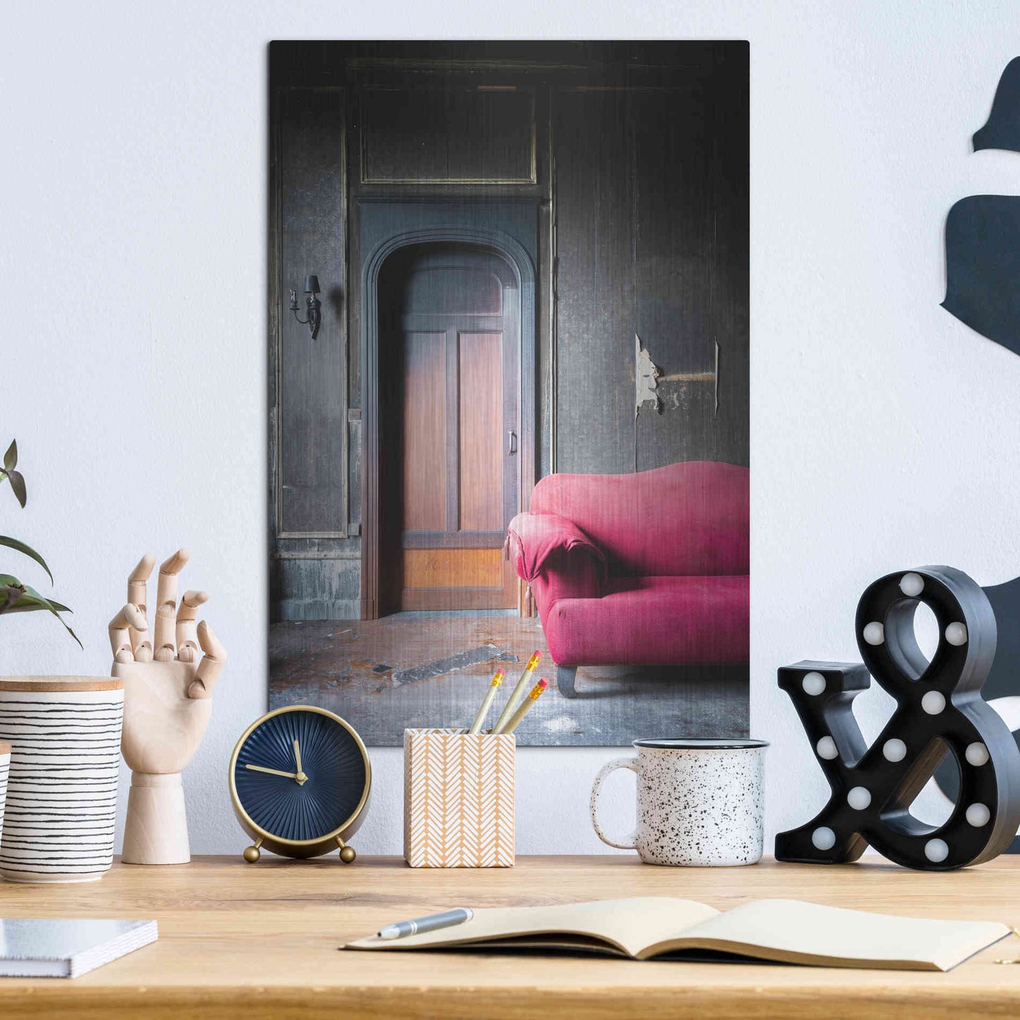 Luxe Metal Art 'Burned Bedroom' by Roman Robroek Metal Wall Art,12x16