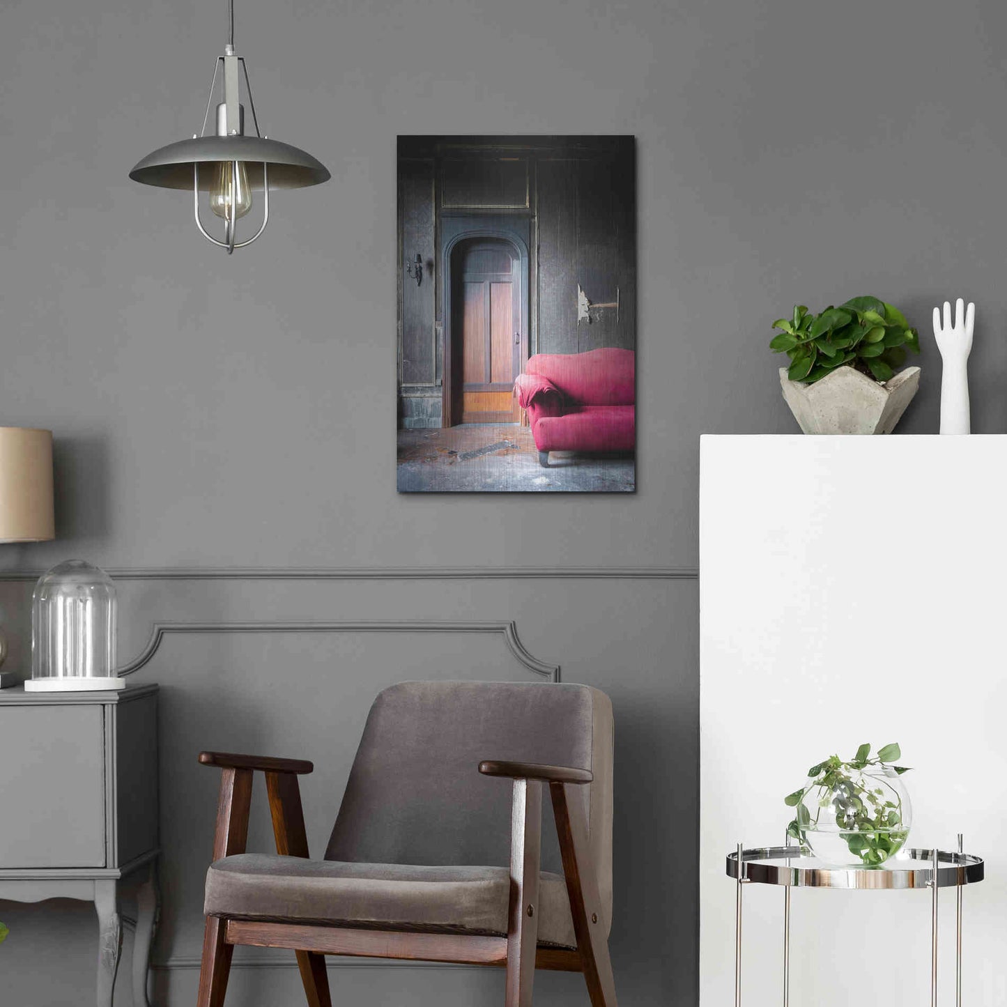 Luxe Metal Art 'Burned Bedroom' by Roman Robroek Metal Wall Art,16x24