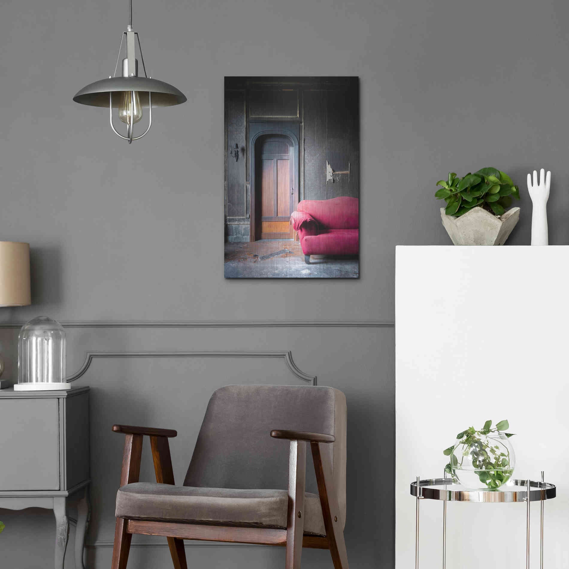 Luxe Metal Art 'Burned Bedroom' by Roman Robroek Metal Wall Art,16x24