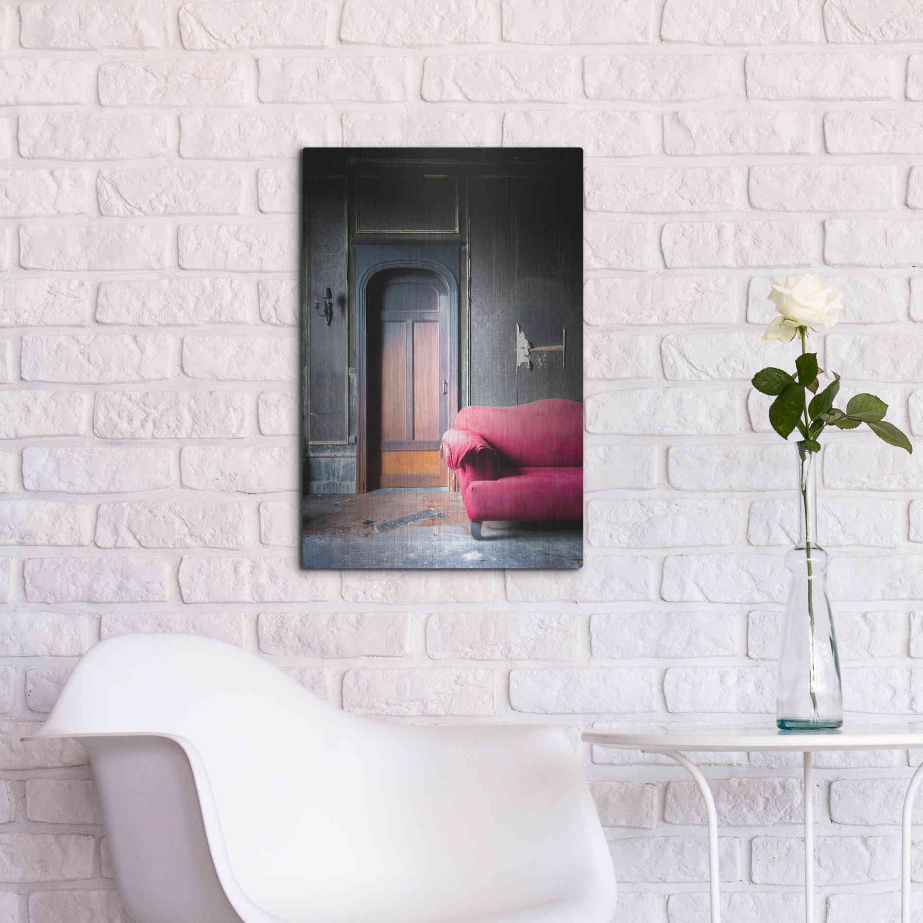 Luxe Metal Art 'Burned Bedroom' by Roman Robroek Metal Wall Art,16x24