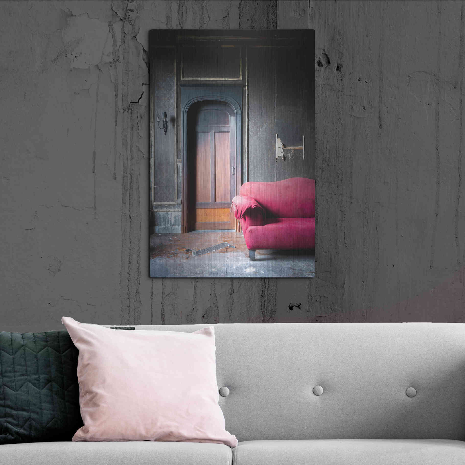 Luxe Metal Art 'Burned Bedroom' by Roman Robroek Metal Wall Art,24x36