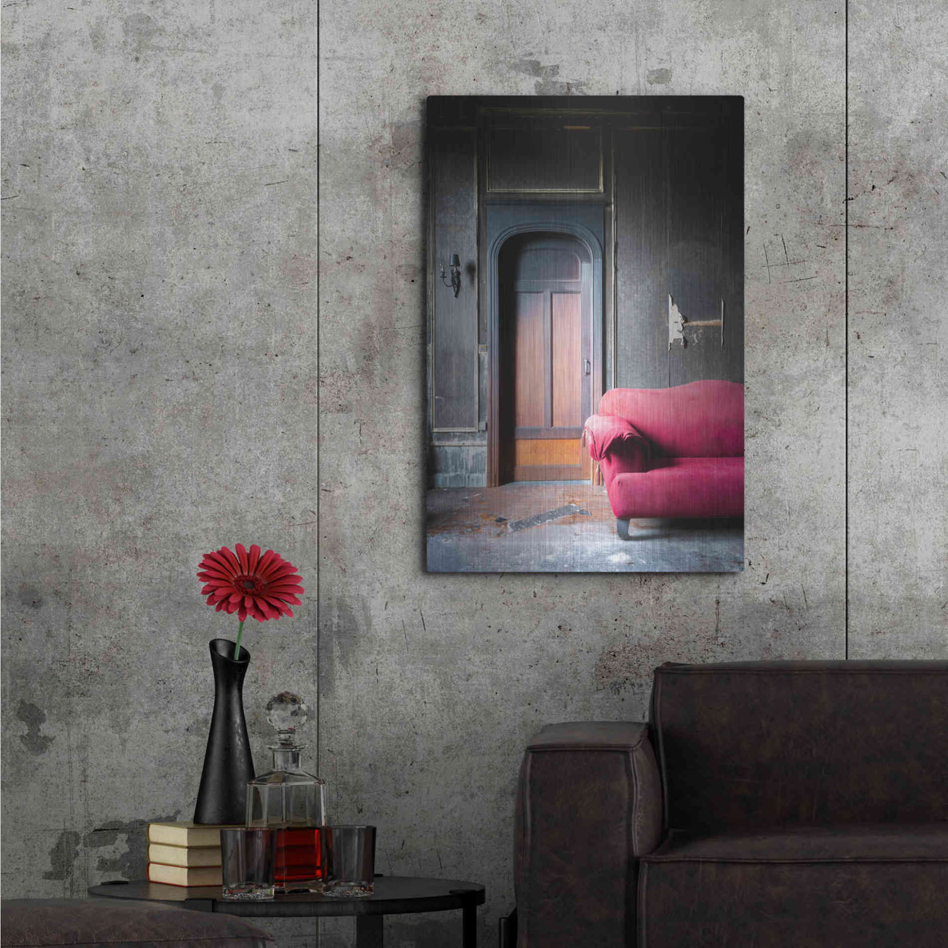 Luxe Metal Art 'Burned Bedroom' by Roman Robroek Metal Wall Art,24x36