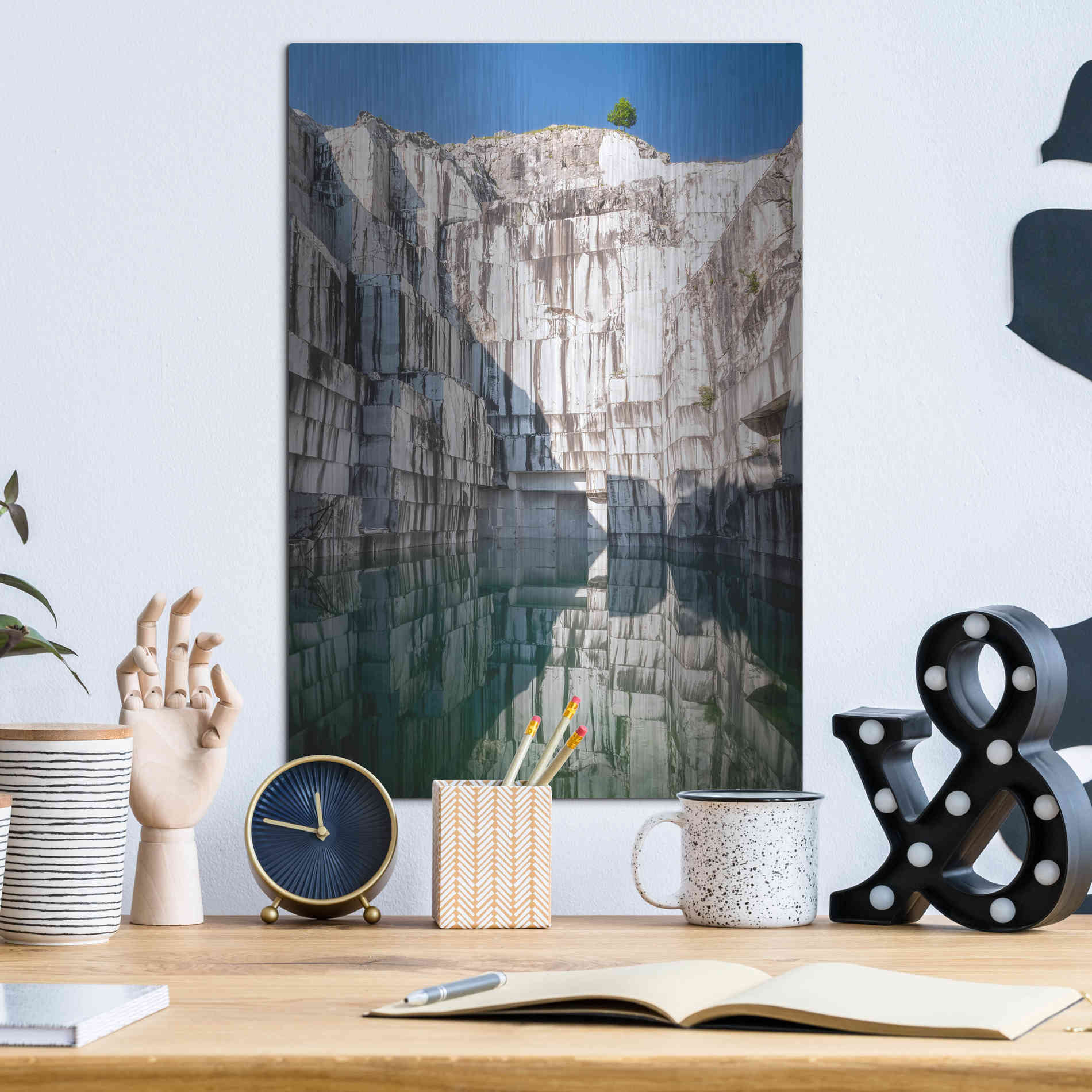 Luxe Metal Art 'Italian Marble' by Roman Robroek Metal Wall Art,12x16