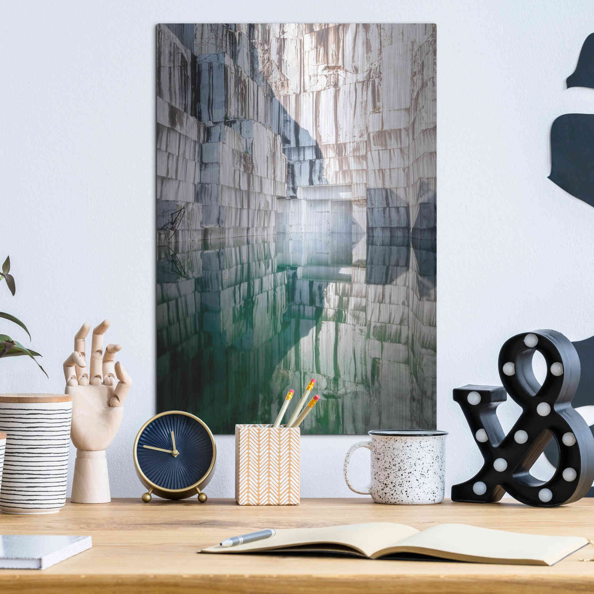 Luxe Metal Art 'Marble Quarry' by Roman Robroek Metal Wall Art,12x16