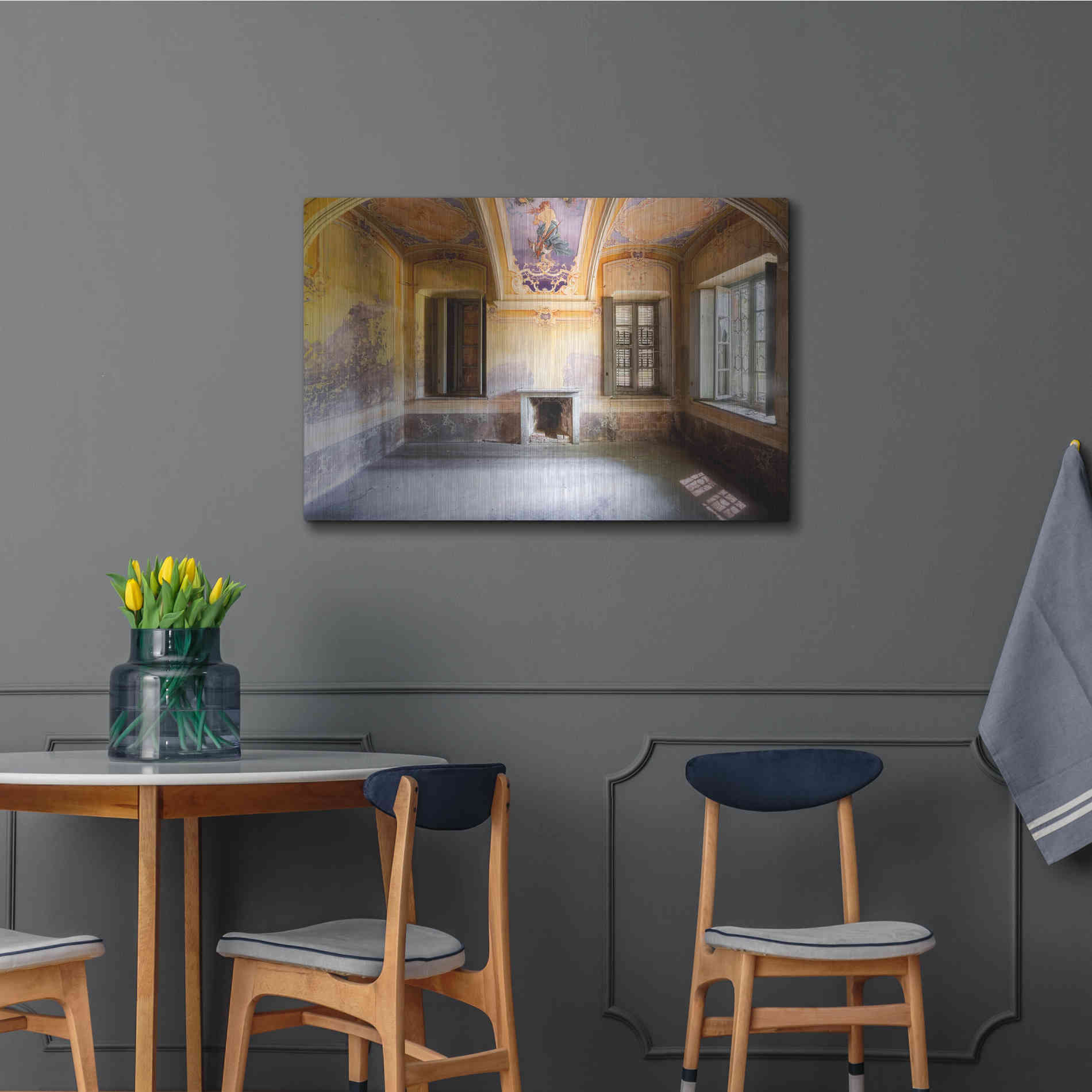 Luxe Metal Art 'Colored Farm' by Roman Robroek Metal Wall Art,36x24