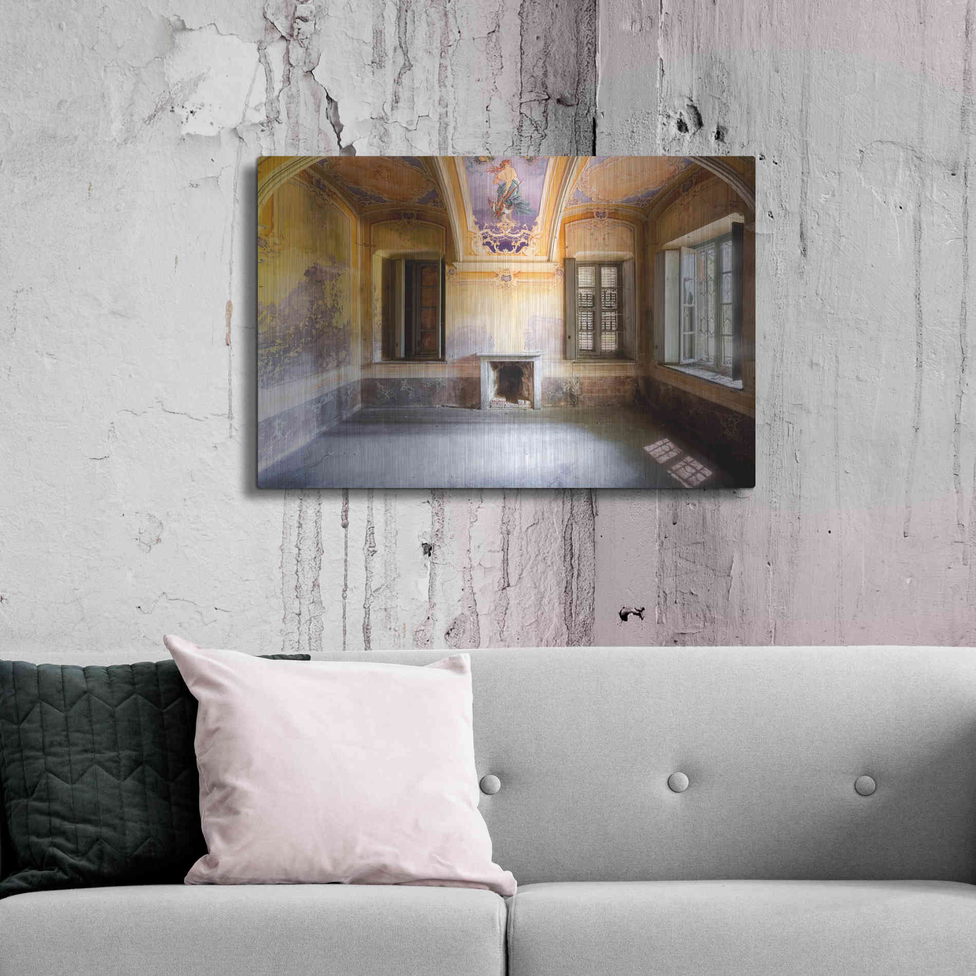 Luxe Metal Art 'Colored Farm' by Roman Robroek Metal Wall Art,36x24