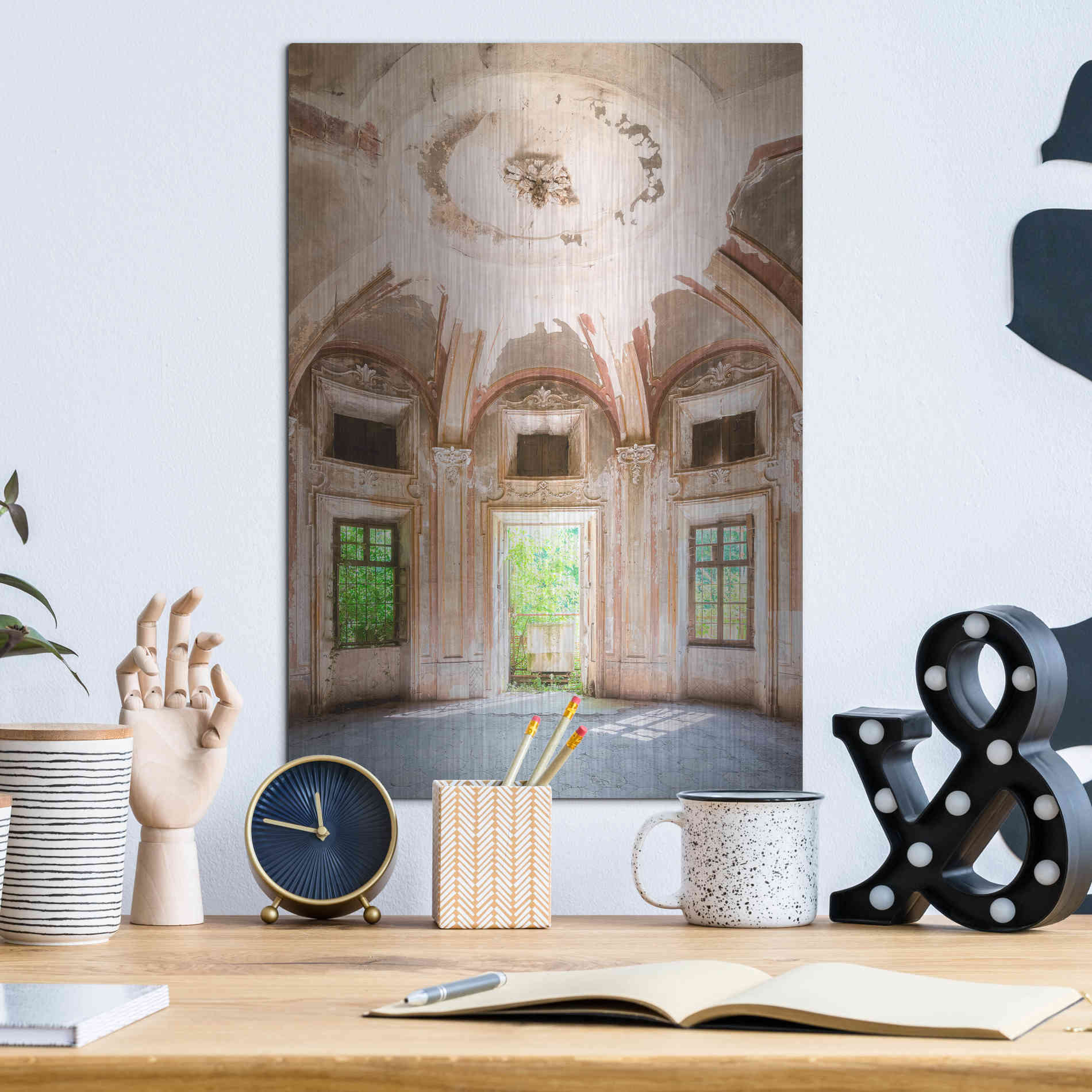 Luxe Metal Art 'Concrete Main Entrance' by Roman Robroek Metal Wall Art,12x16