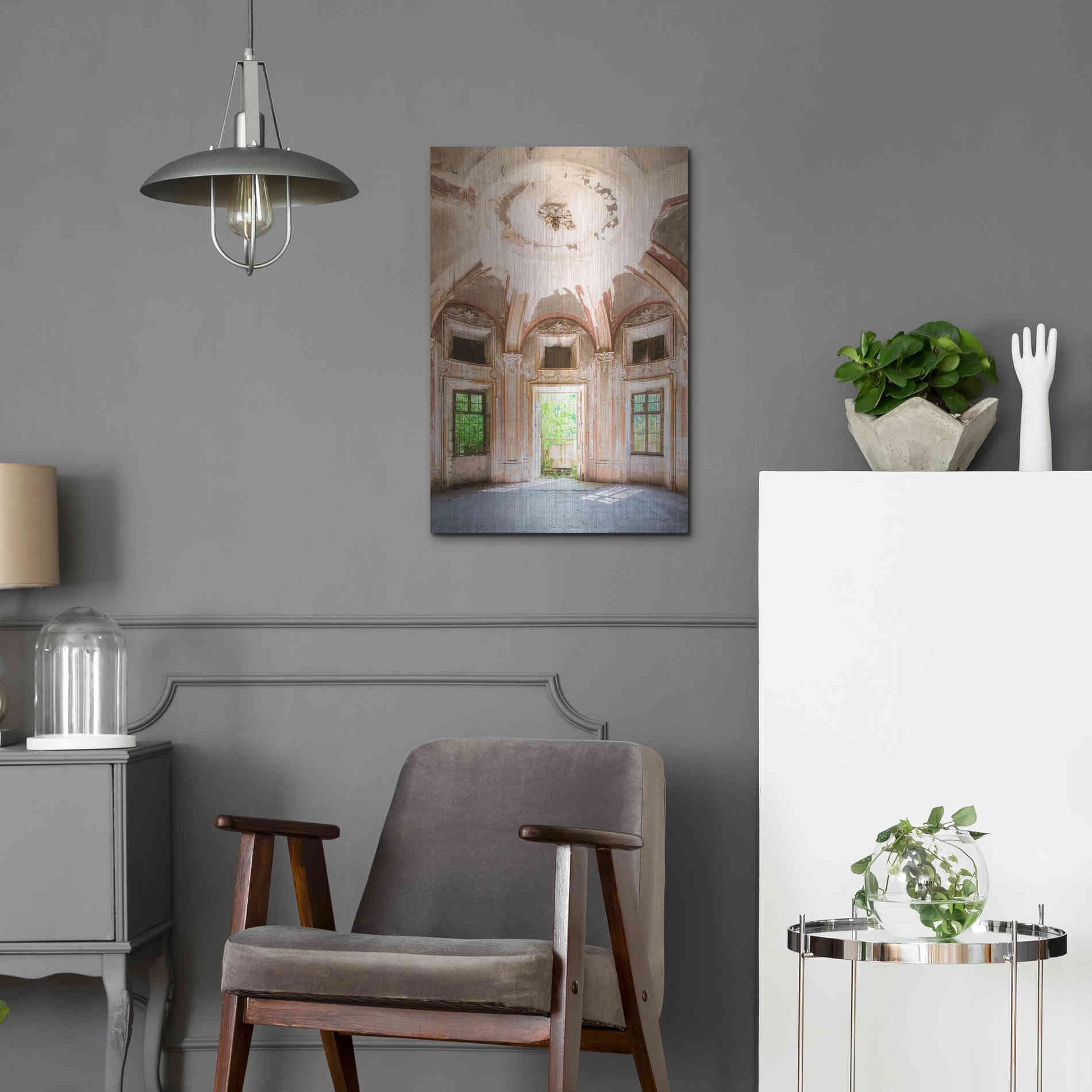 Luxe Metal Art 'Concrete Main Entrance' by Roman Robroek Metal Wall Art,16x24