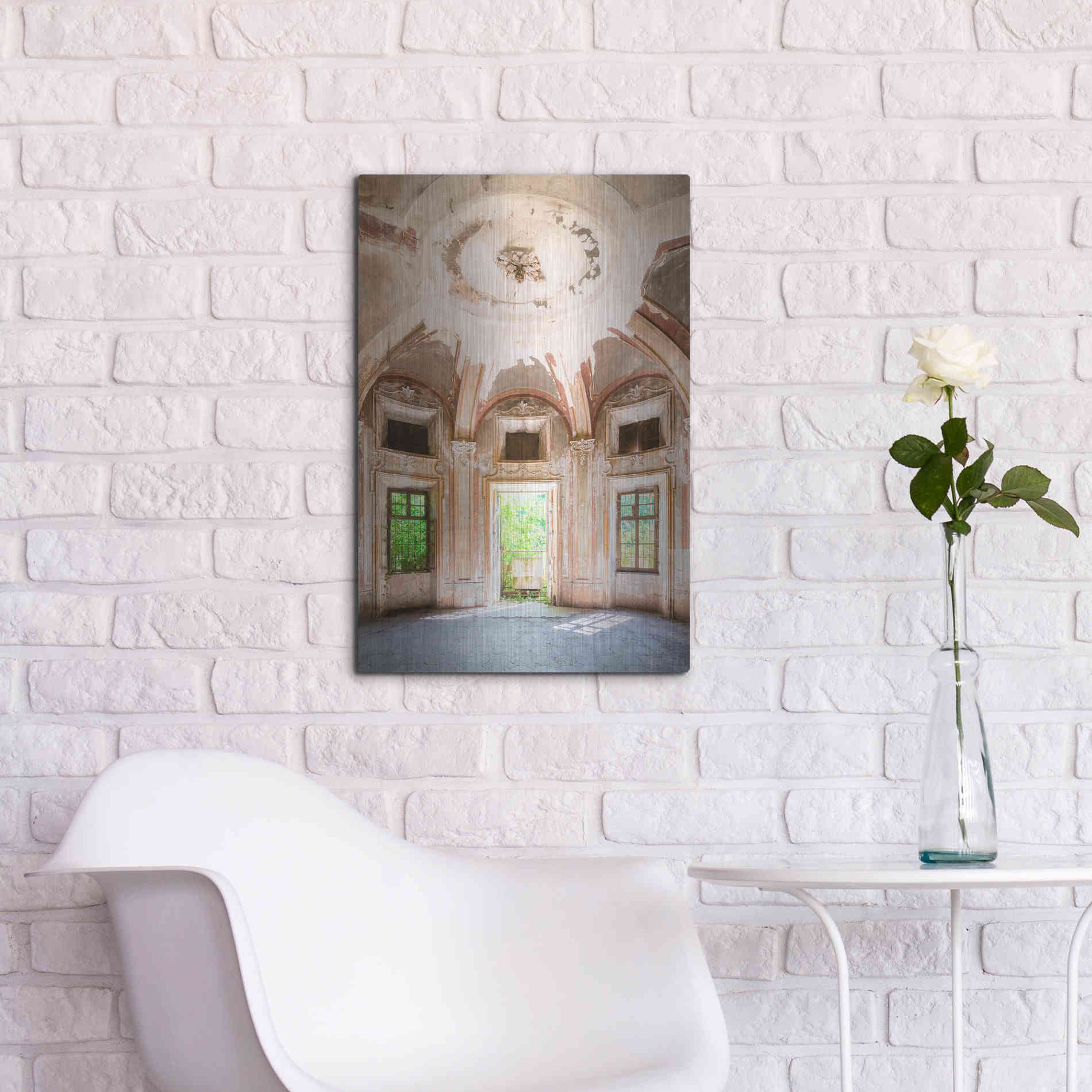 Luxe Metal Art 'Concrete Main Entrance' by Roman Robroek Metal Wall Art,16x24