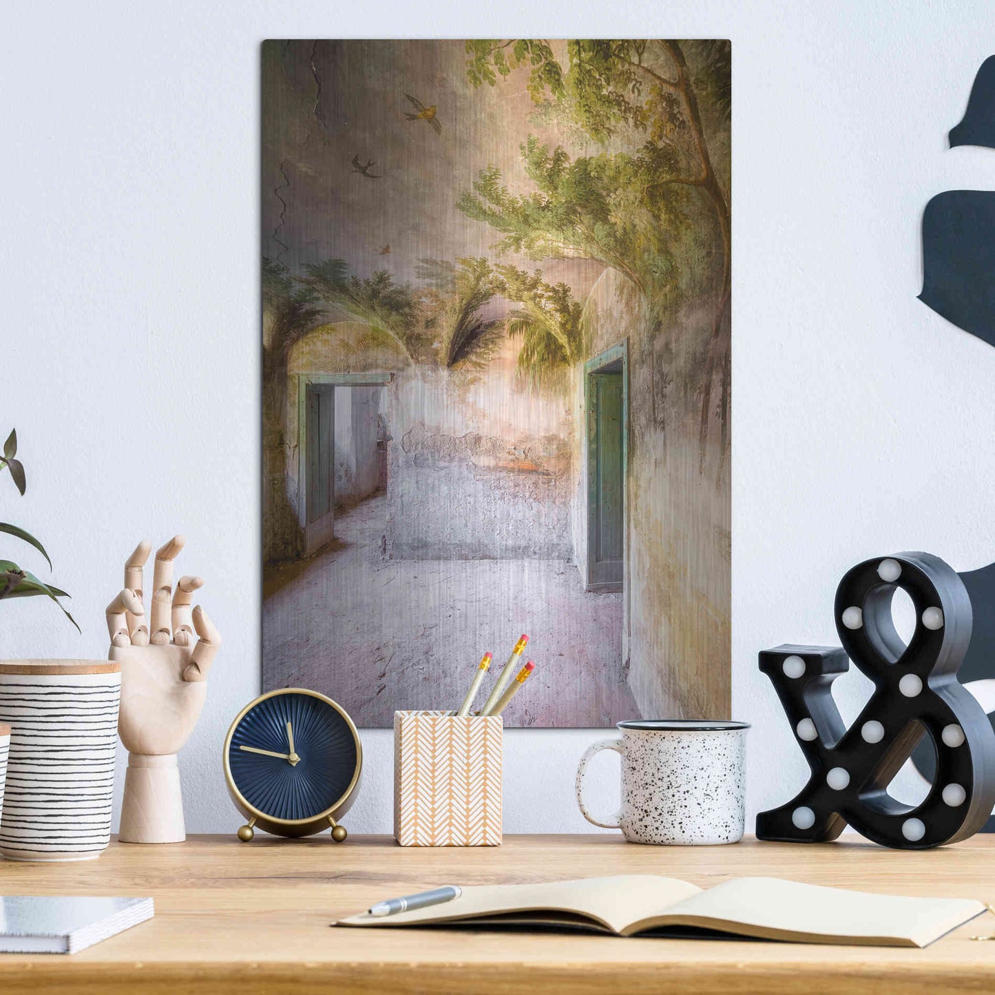 Luxe Metal Art 'Palm Room' by Roman Robroek Metal Wall Art,12x16