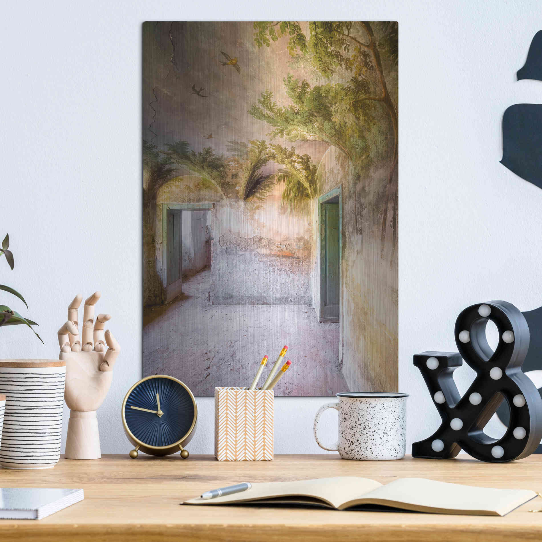 Luxe Metal Art 'Palm Room' by Roman Robroek Metal Wall Art,12x16